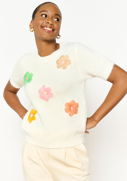 Pullover with flowers - OFFWHITE - 1101481