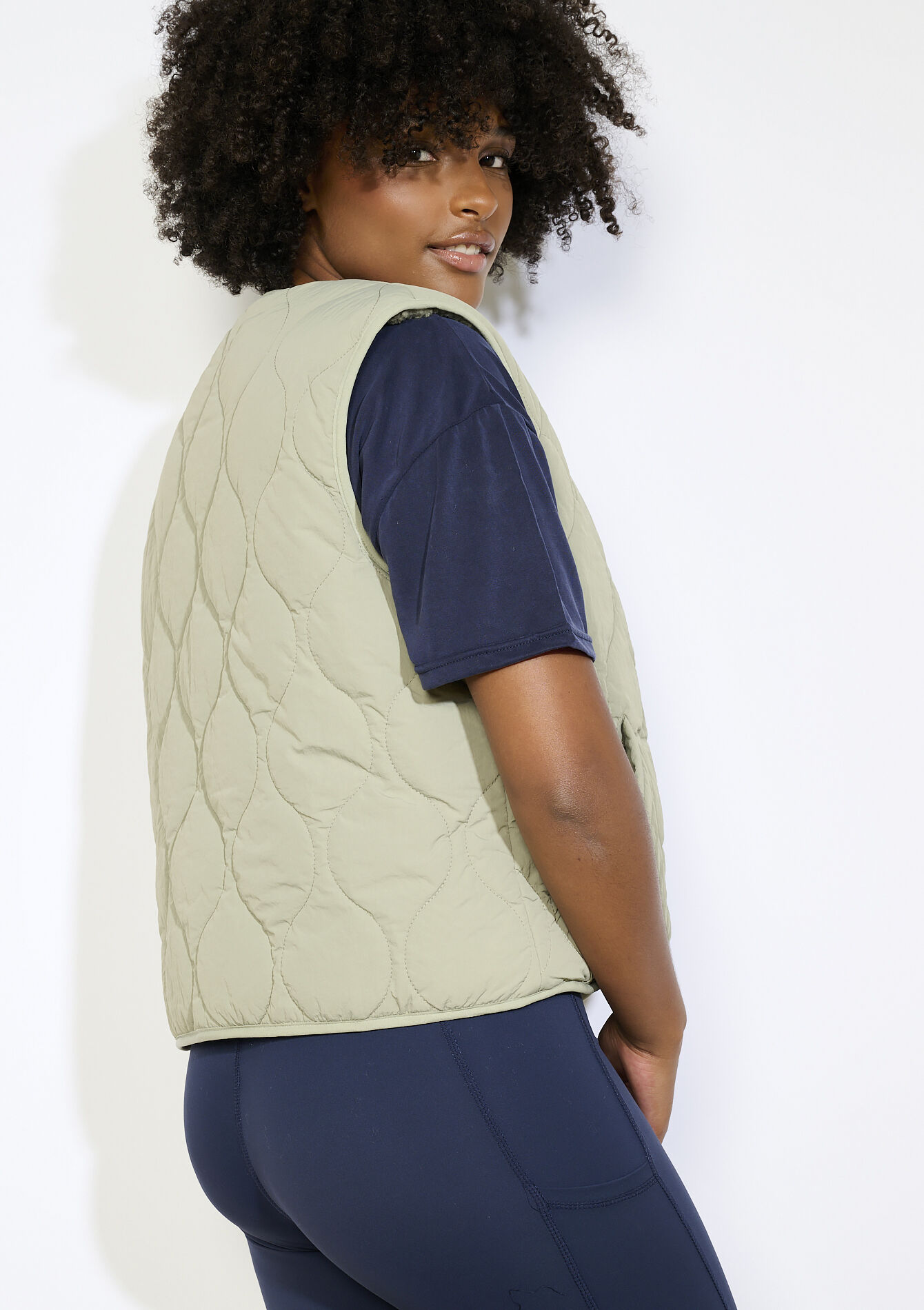 Omkeerbare bodywarmer, Omkeerbare bodywarmer - KHAKI FADED - 15100339_4326