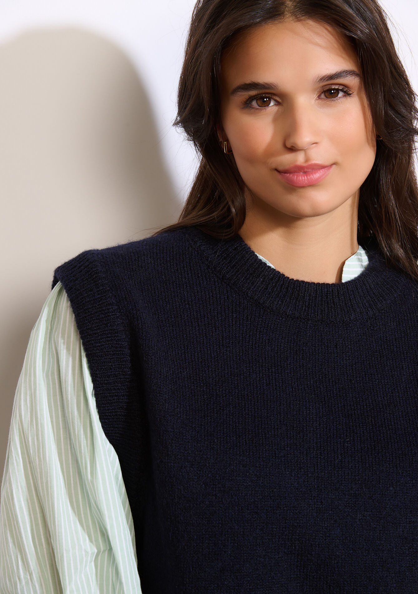 Mouwloze gebreide trui, Mouwloze gebreide trui - NAVY BASIC - 04007086_2723