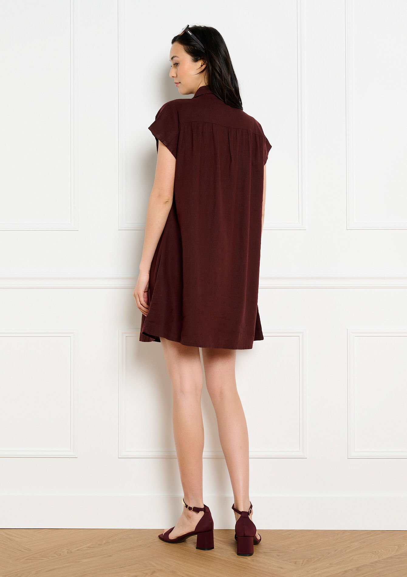Clean short shirt dress - BROWN DARK CHOCOLATE - 08104334_3720
