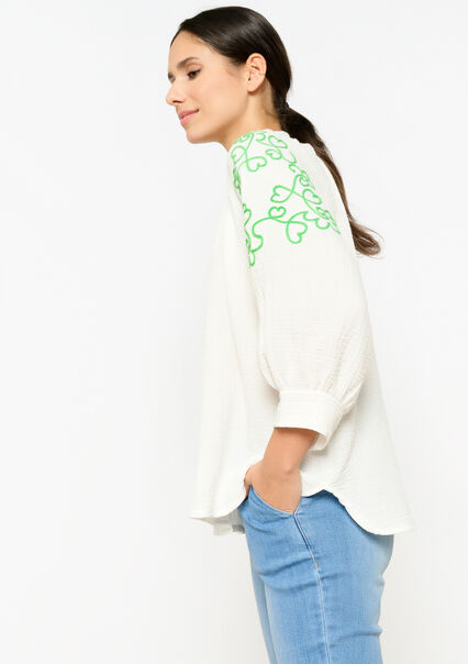Blouse with embroidery - NATURAL WHITE - 05702478_2510