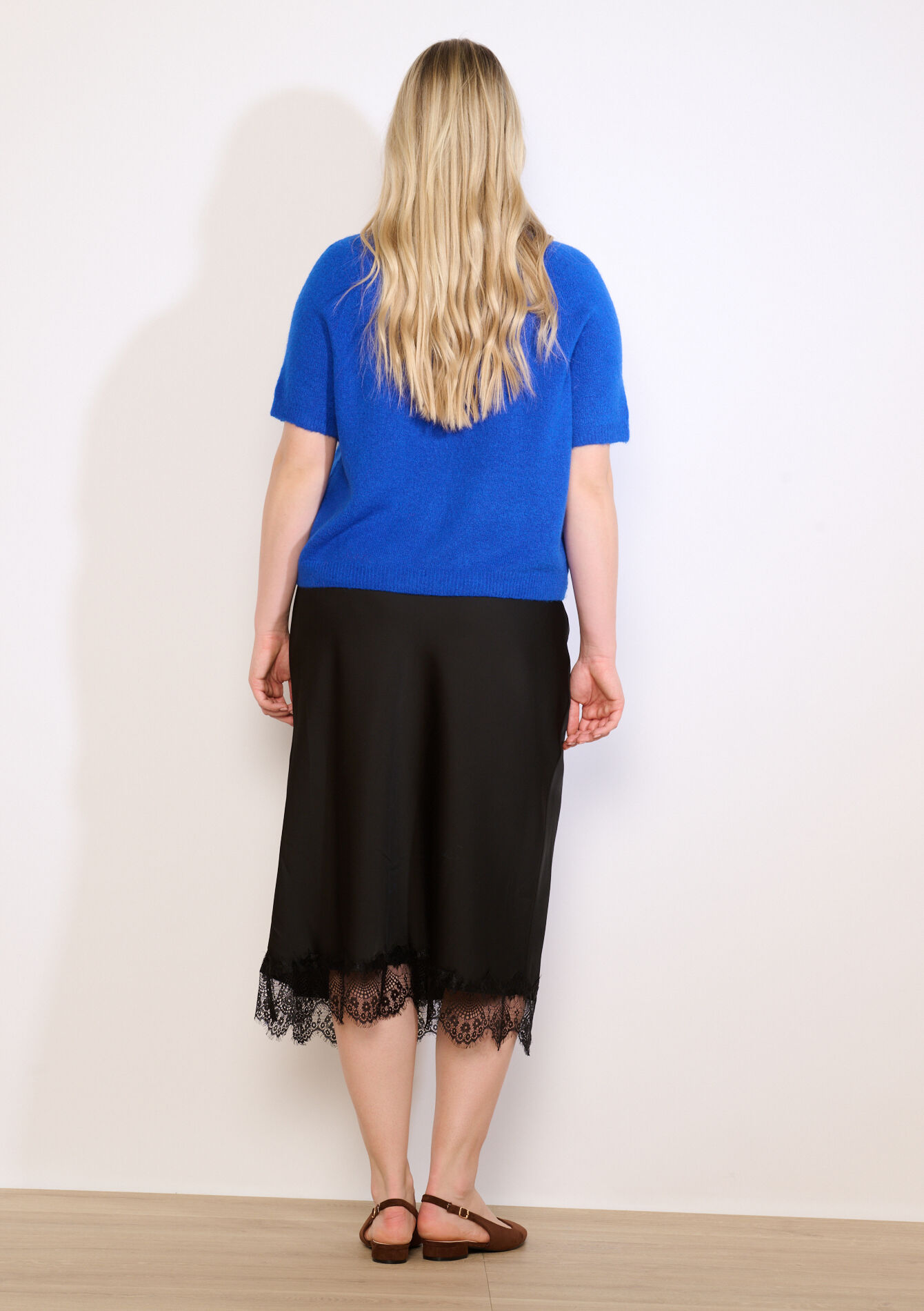 Jupe longue en satin - BLACK - 07101484_1119