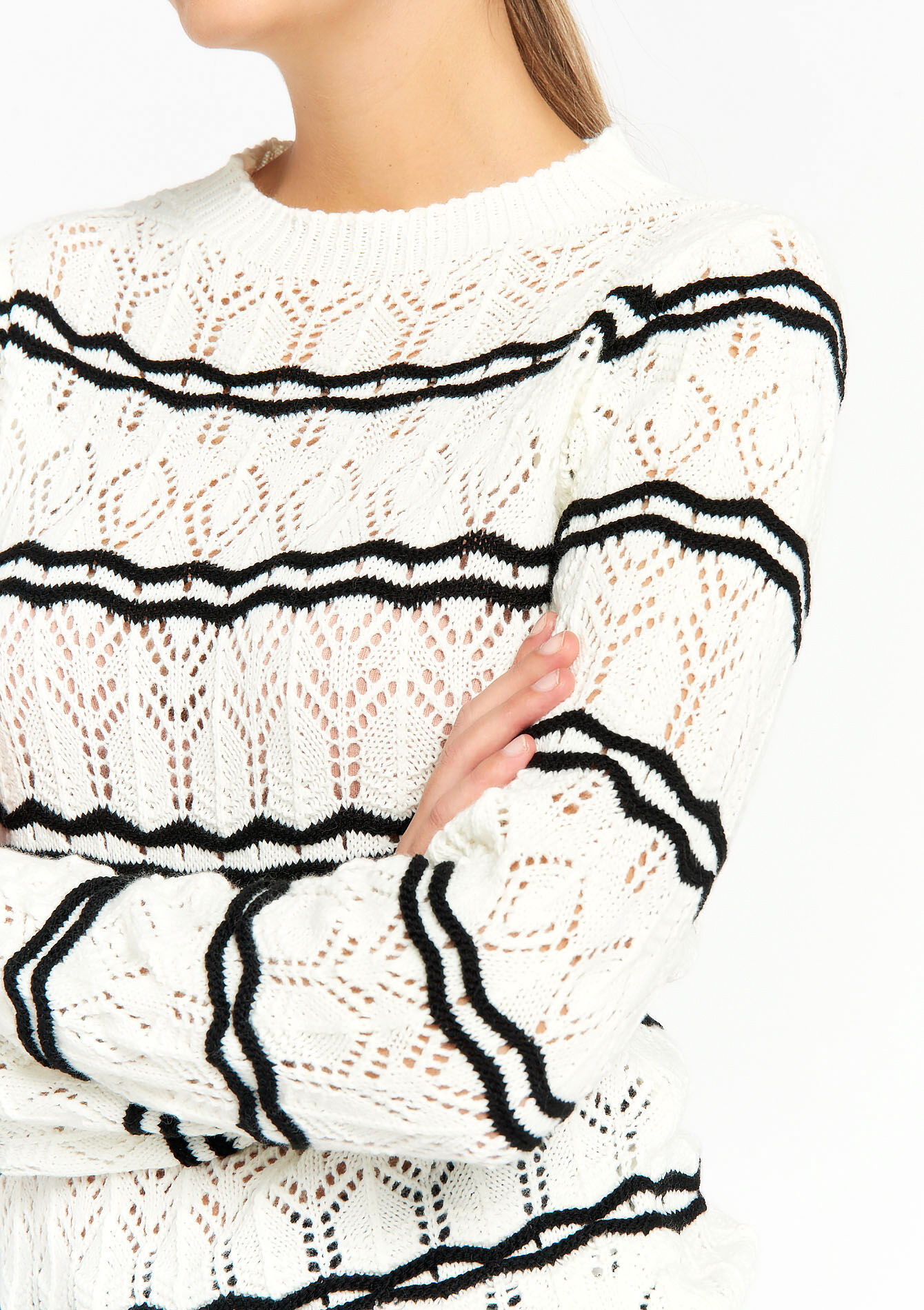 Two-coloured pullover, Two-coloured pullover - OPTICAL WHITE - 04006093_1019