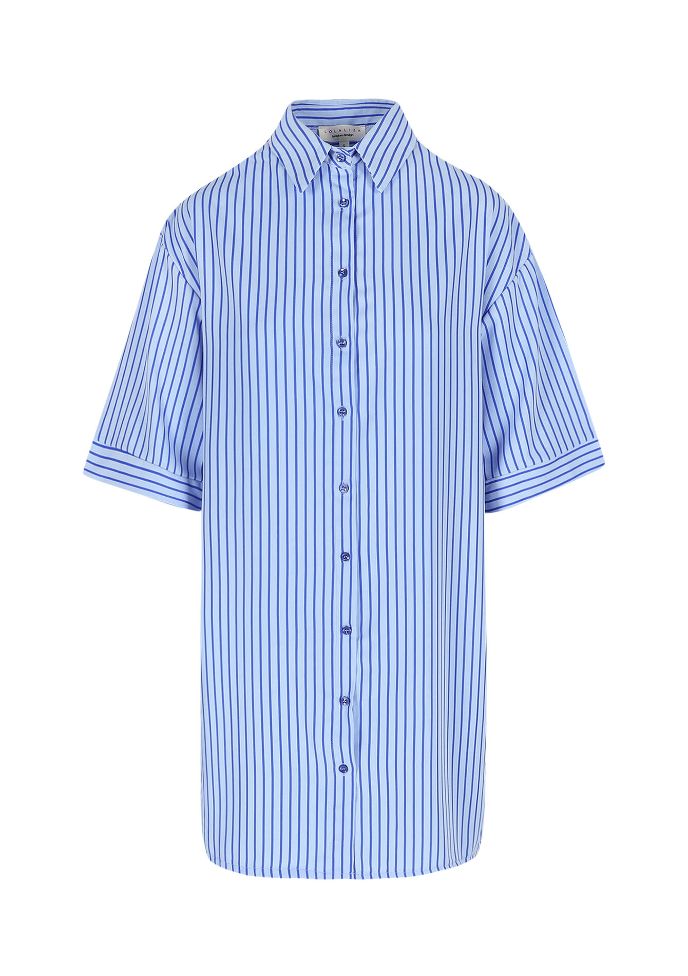 Robe-chemise rayée oversize - BLUE PASTEL - 08104455_3003