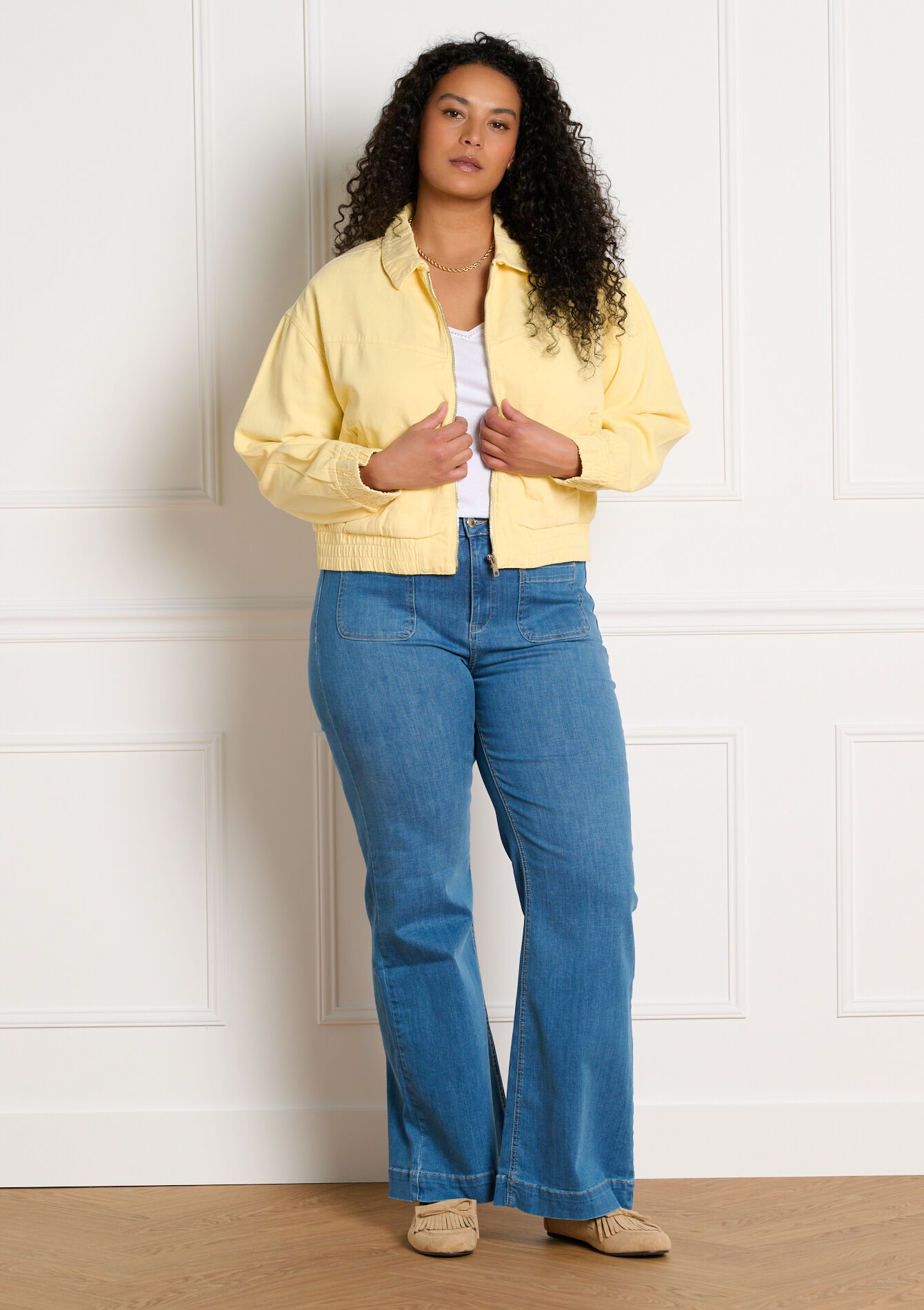 Cropped zip jacket, Cropped zip jacket - YELLOW PASTEL - 09101104_5004