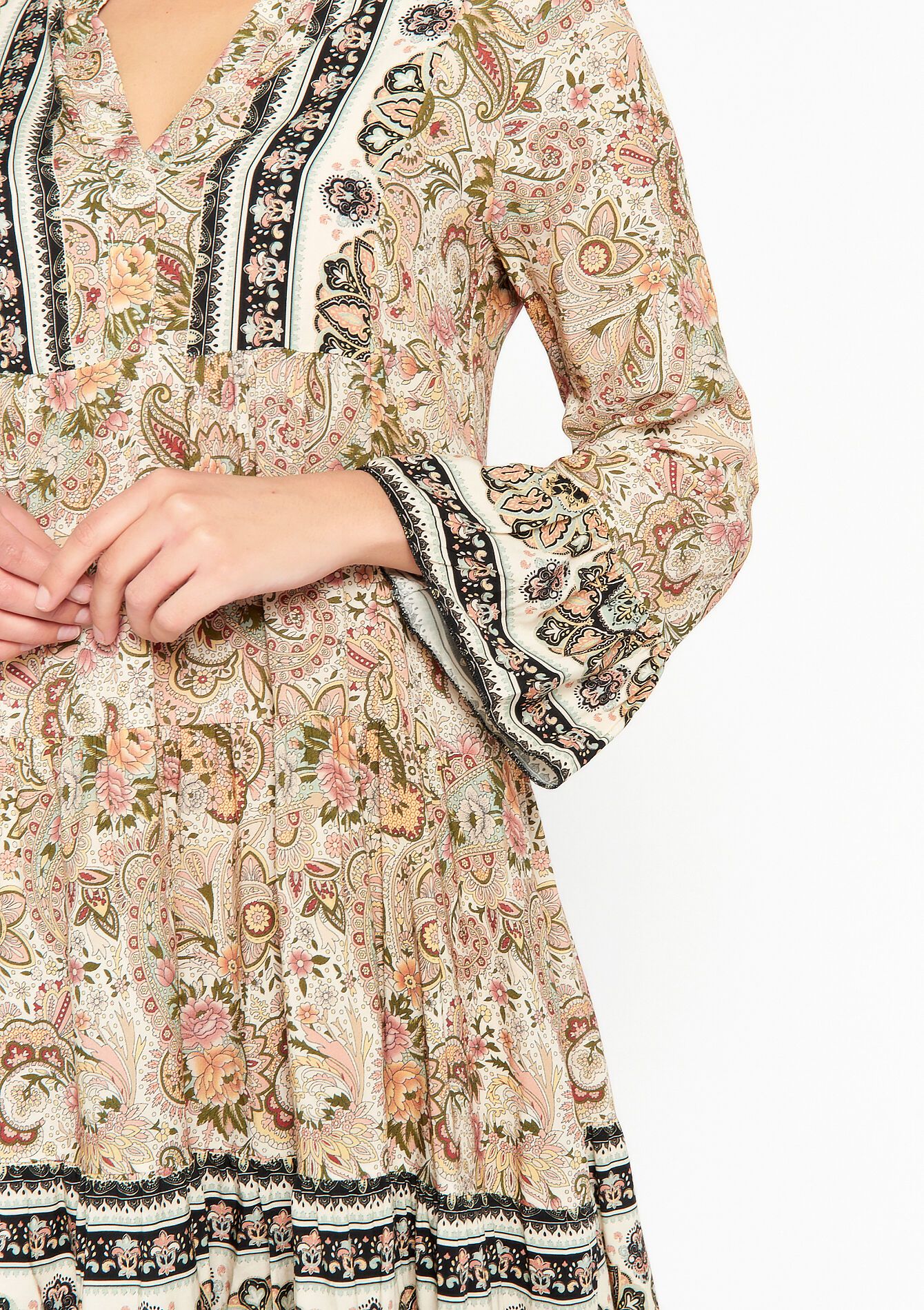 Babydoll dress with paisley print, Babydoll dress with paisley print - TAUPE - 08103236_1021