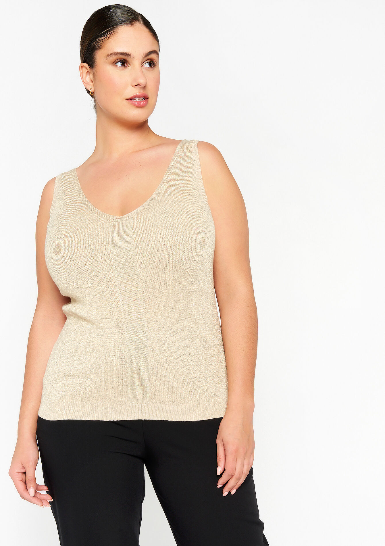 Ribbed pullover with short sleeves - LT BEIGE - 04005936_2527