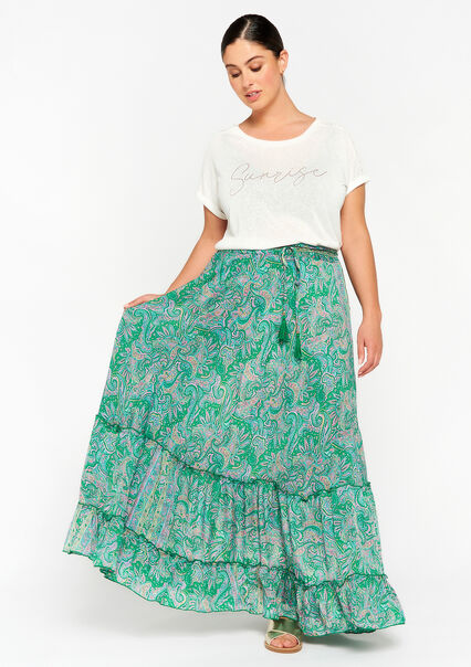 Maxi skirt with paisley print - GREEN APPLE  - 07101059_1783
