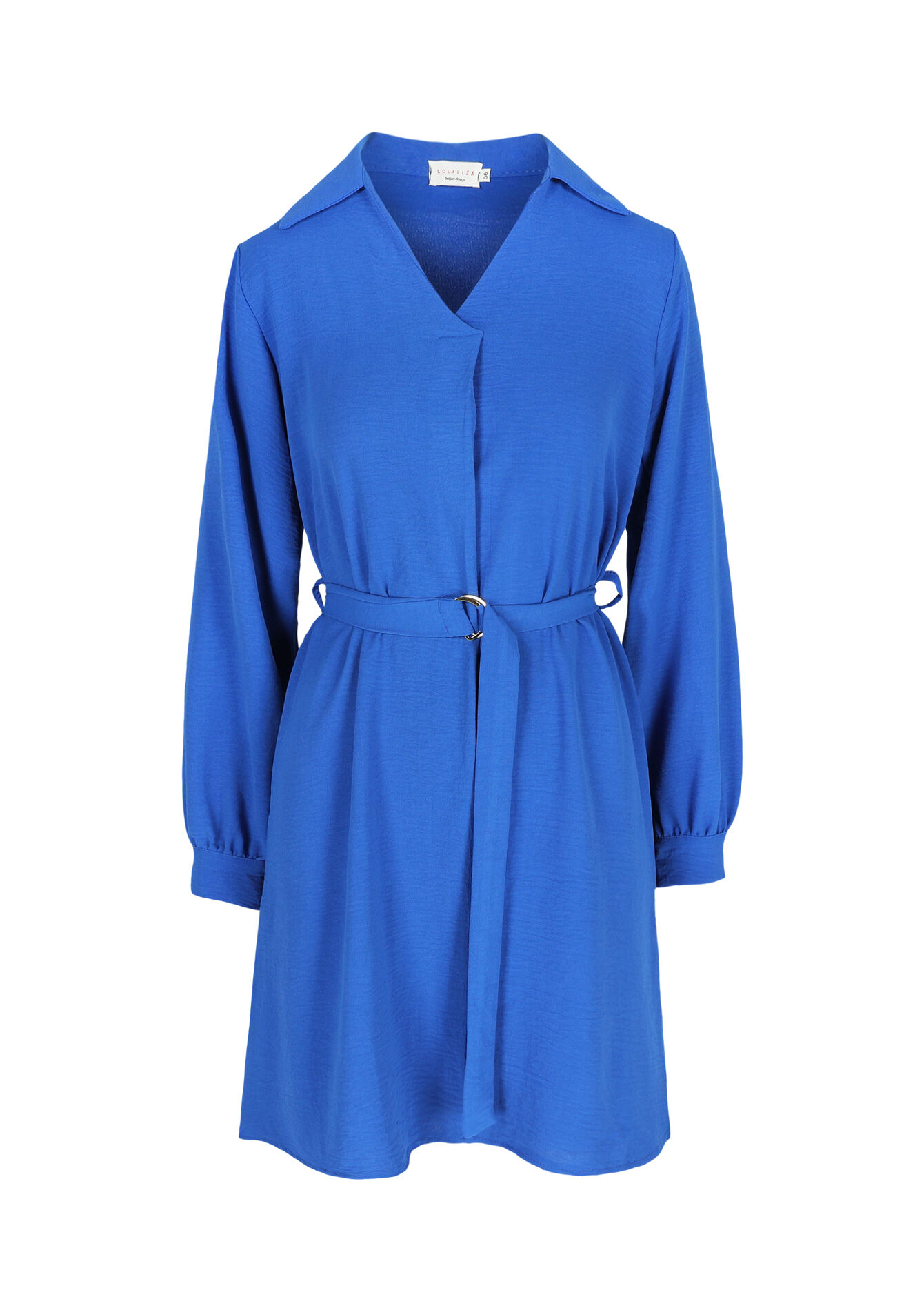 Robe courte à col V avec ceinture, Robe courte à col V avec ceinture - BLUE COBALT - 08103514_2925