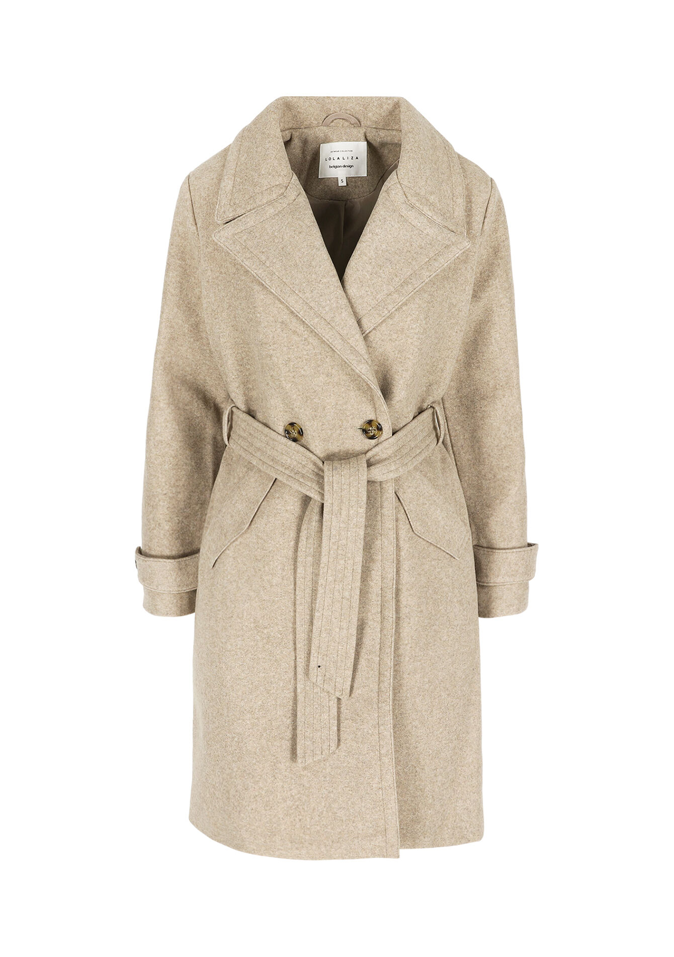 Gestructuurde jas met ceintuur, Gestructuurde jas met ceintuur - BEIGE CHINE - 23000748_4025