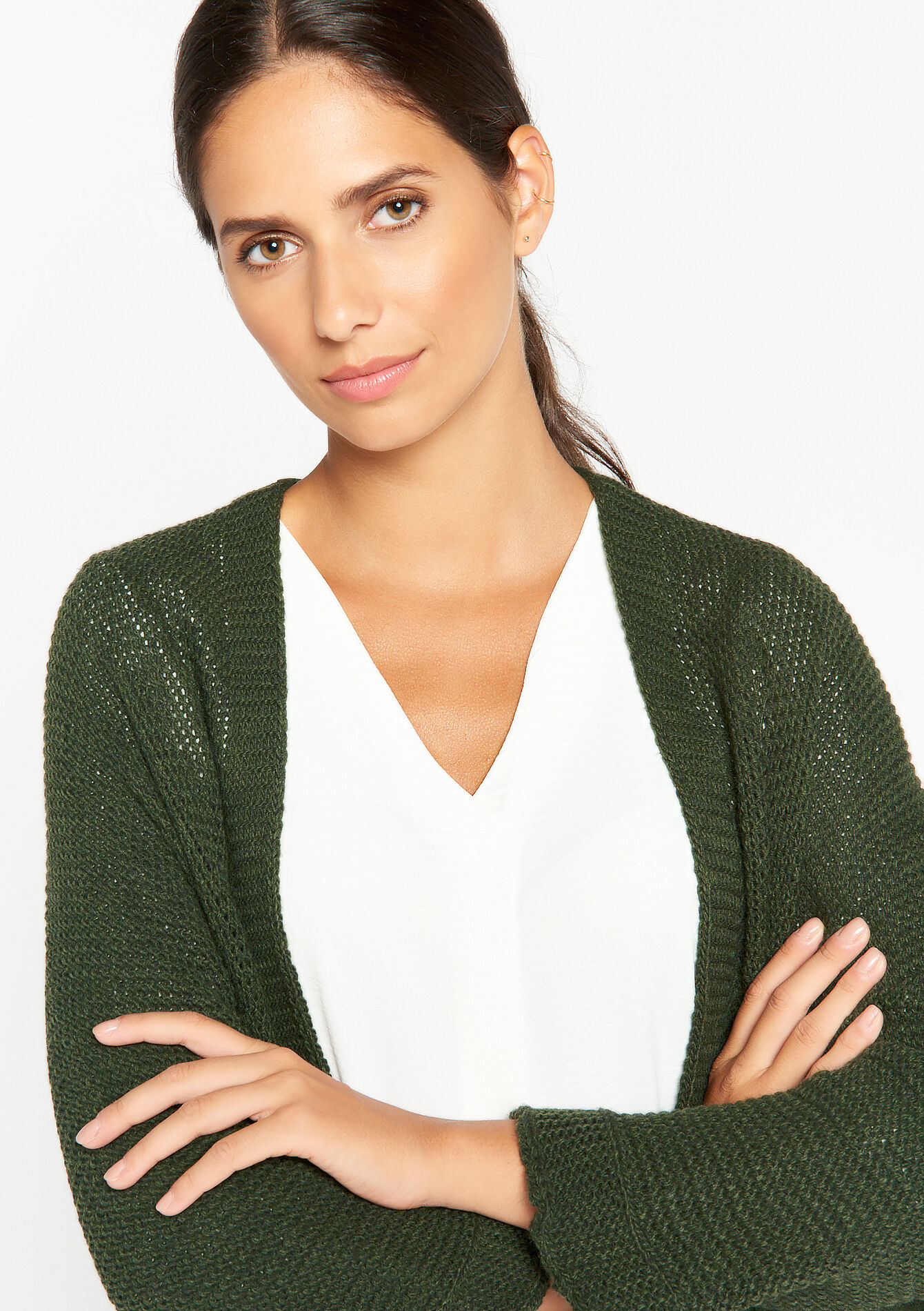 Cardigan avec manches chauve-souris - KHAKI DARKY - 04100977_4208