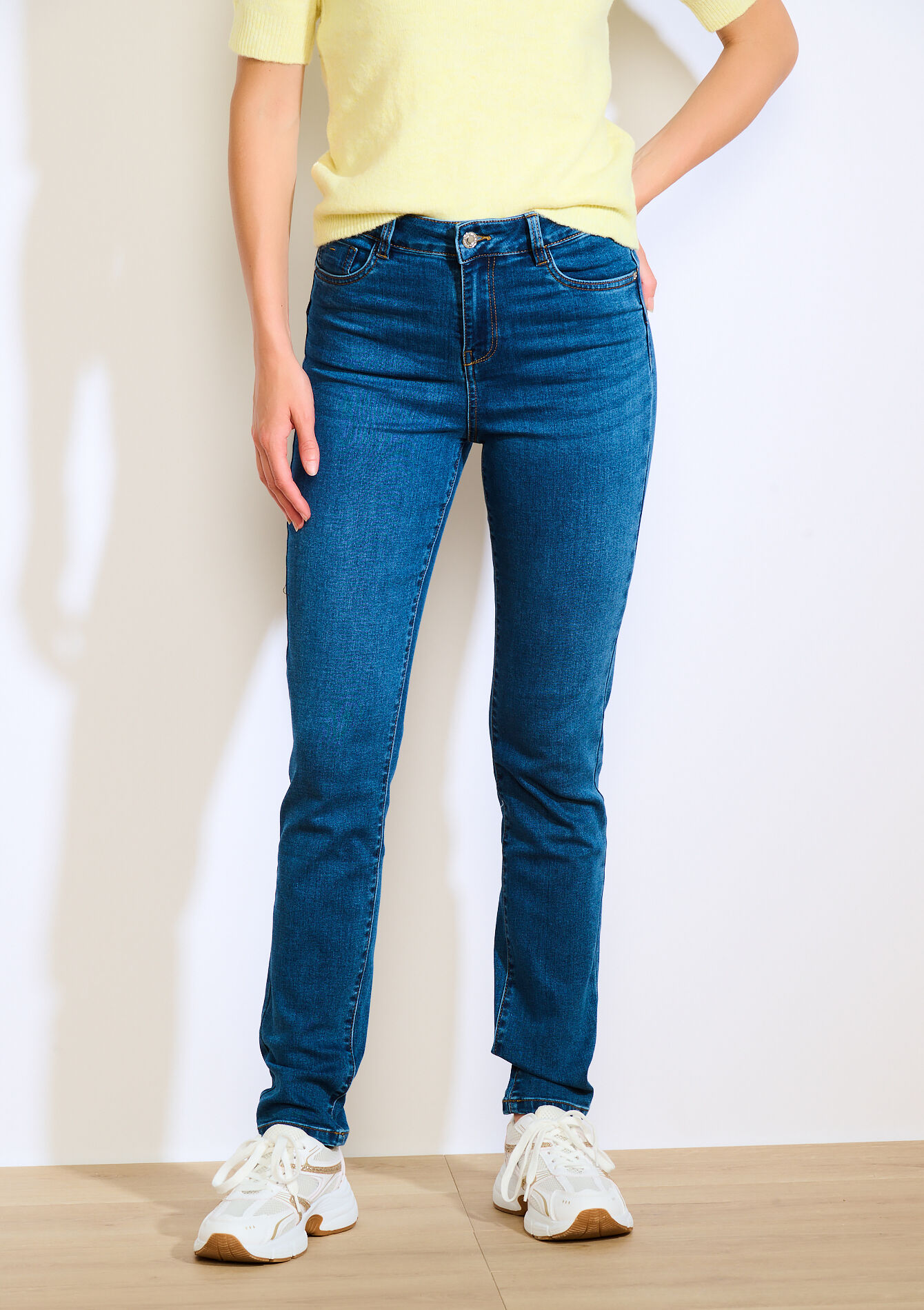 Slim jeans met hoge taille - MEDIUM BLUE - 22000588_0500
