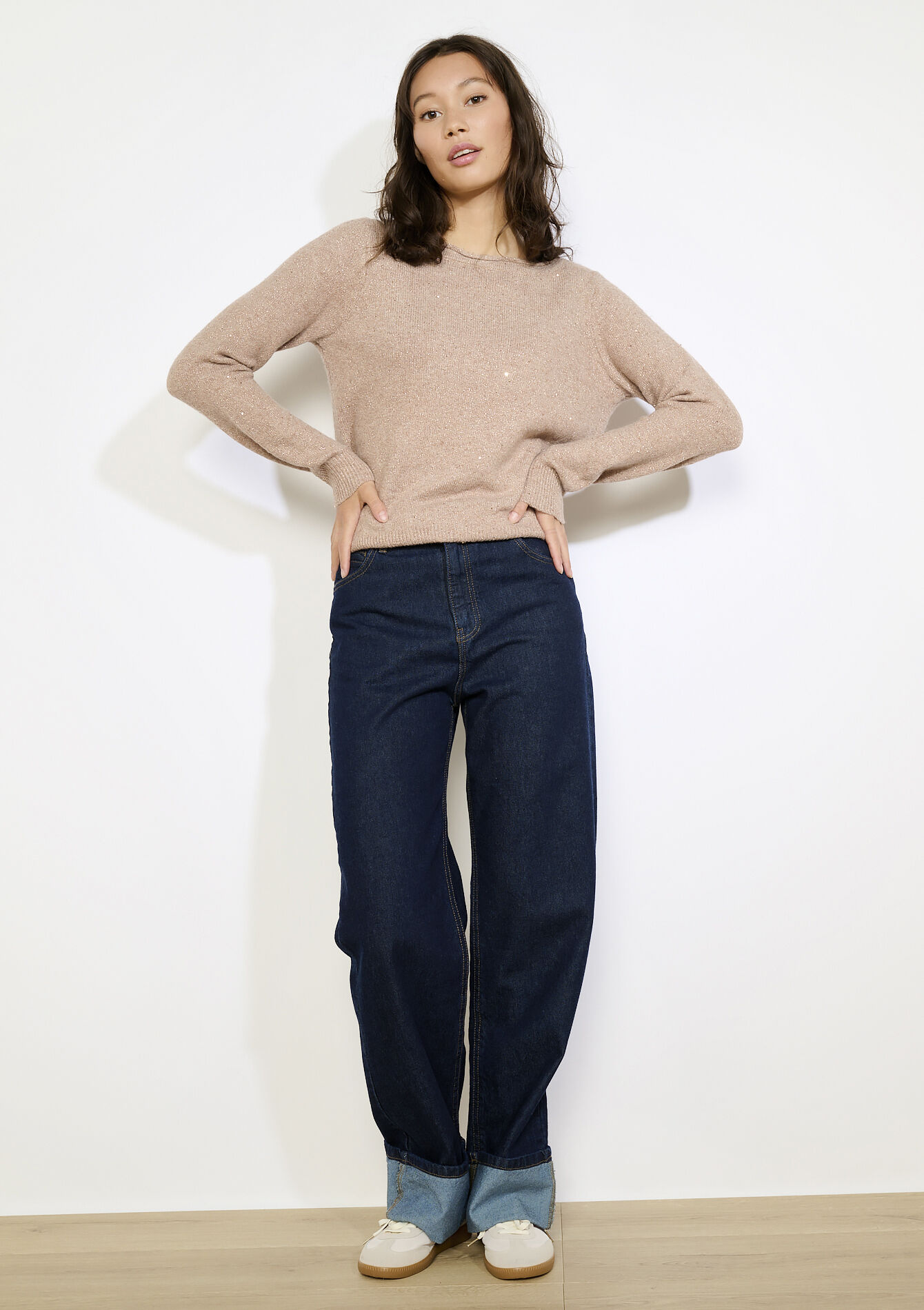 Zachte glittertrui, Zachte glittertrui - LIGHT TAUPE - 04006935_2572