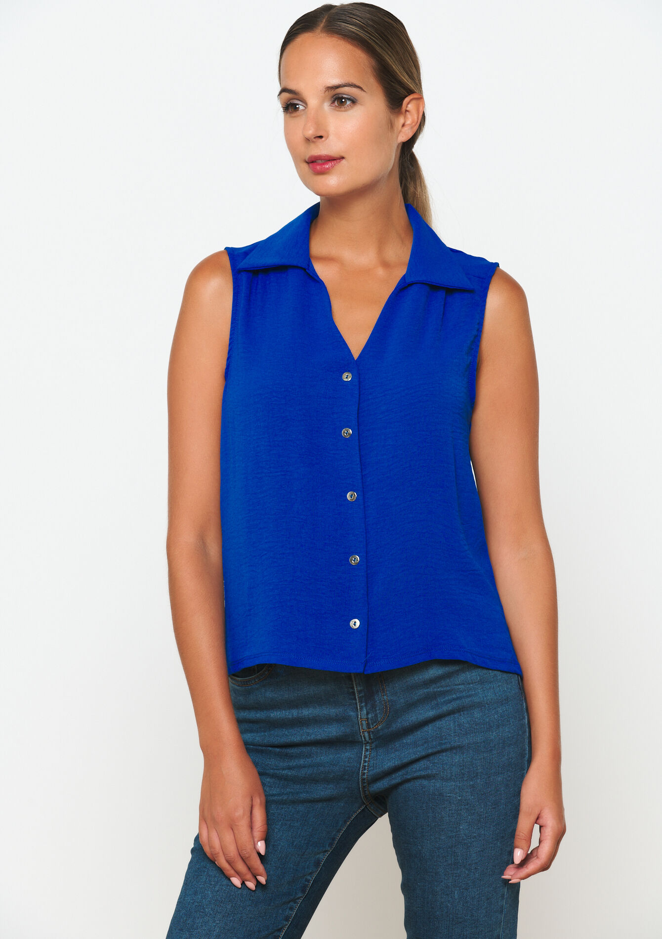 Top met V-hals - ELECTRIC BLUE - 02200454_1619