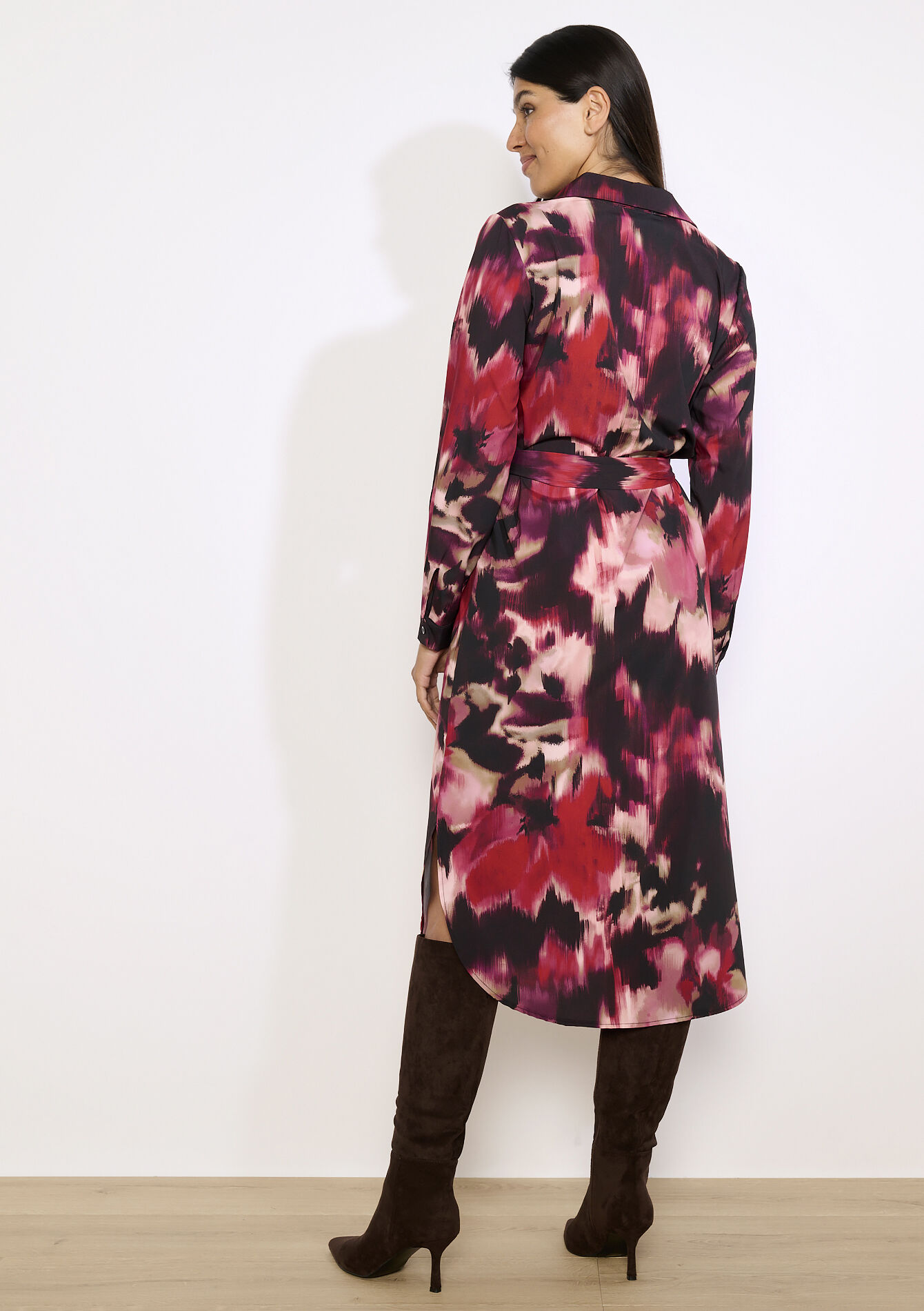 Vloeiende overhemdjurk, Vloeiende overhemdjurk - BORDEAU WINE - 08104401_1467