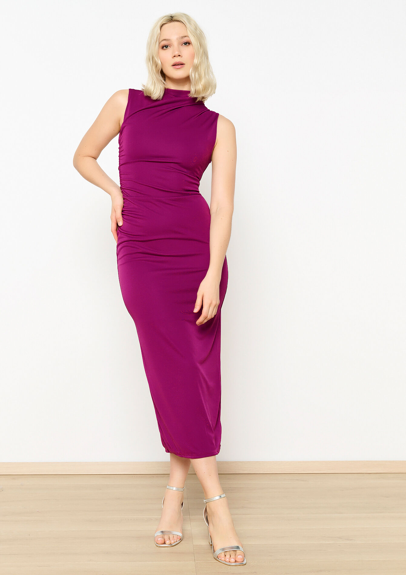 Jersey bodycon dress, Jersey bodycon dress - AUBERGINE - 08103530_1537