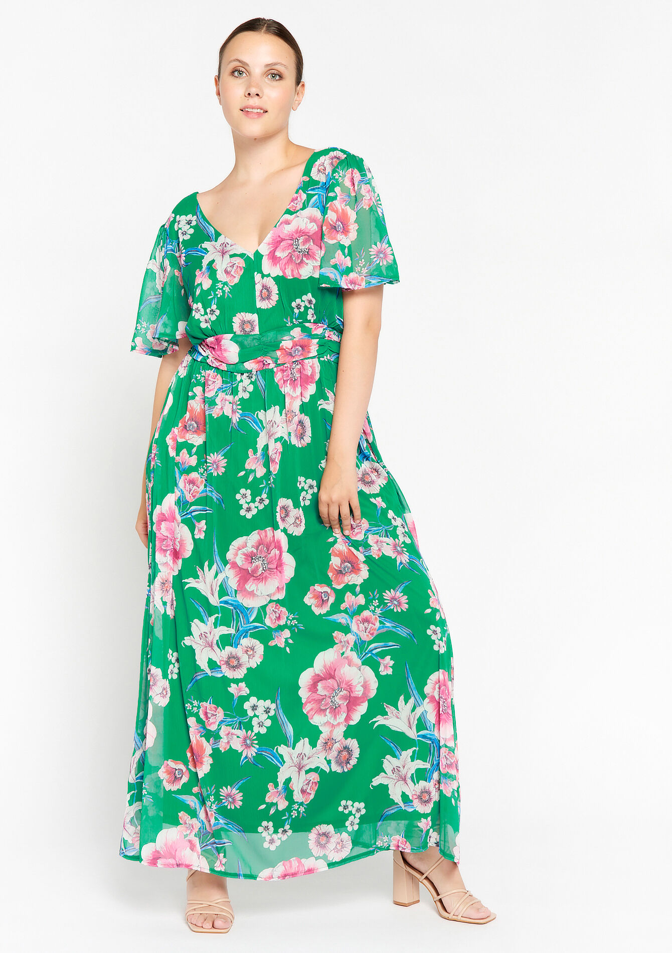 Maxi-jurk met bloemenprint, Maxi-jurk met bloemenprint - GREEN APPLE - 08602026_1783