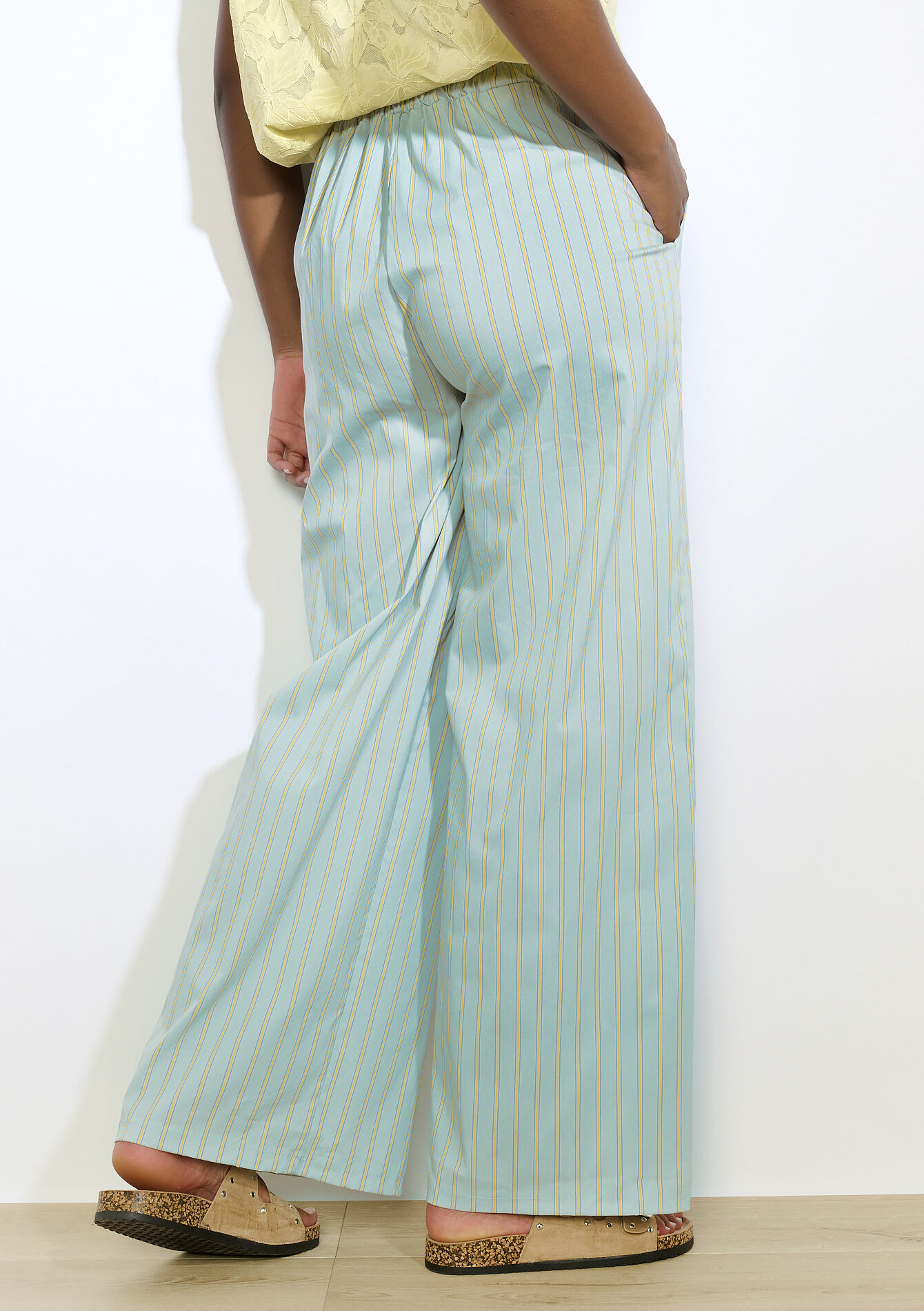 Pantalon rayé léger - BLUE PASTEL - 06601039_3003