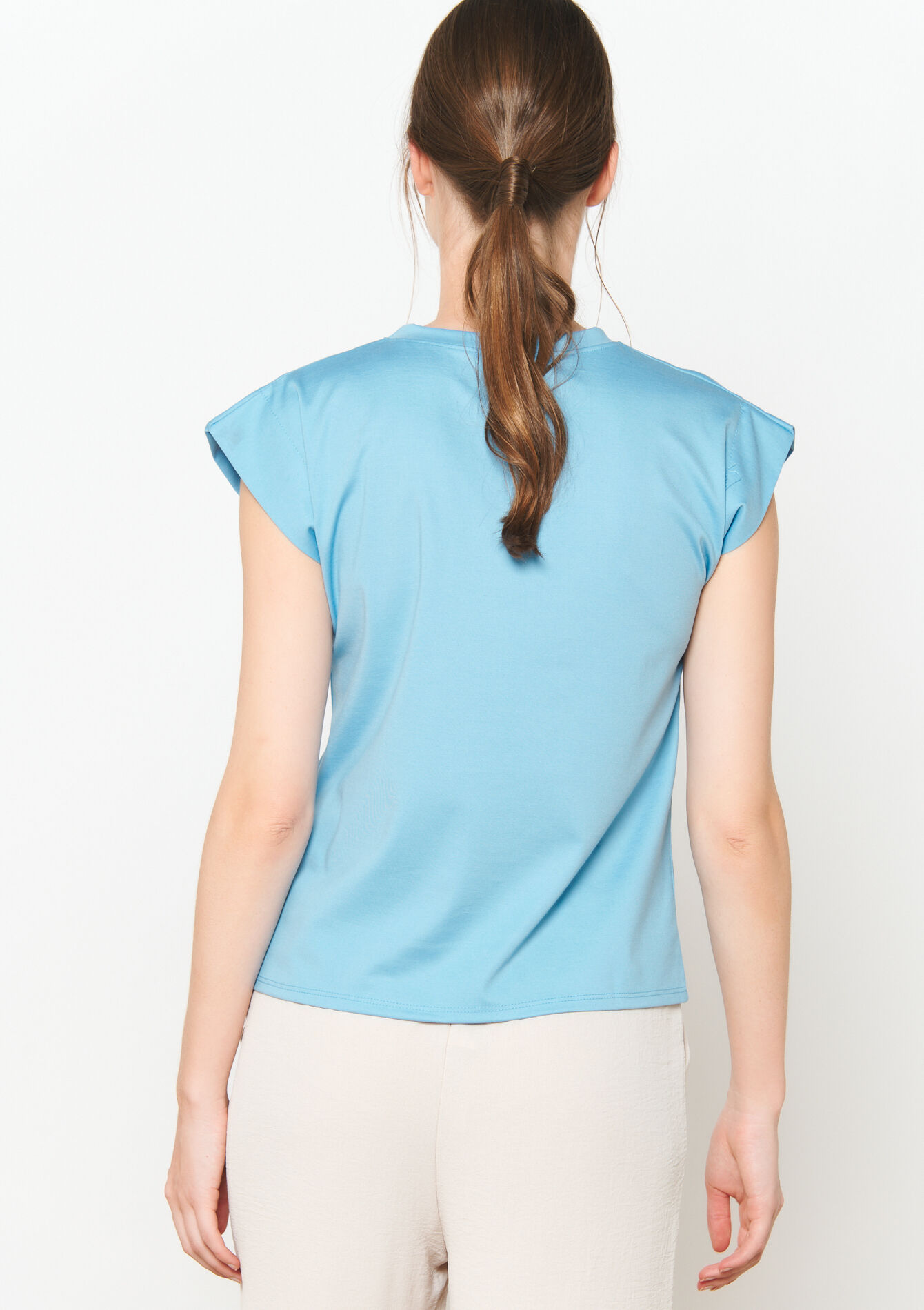 T-shirt met ronde hals - BLUE PASTEL - 02200449_3003
