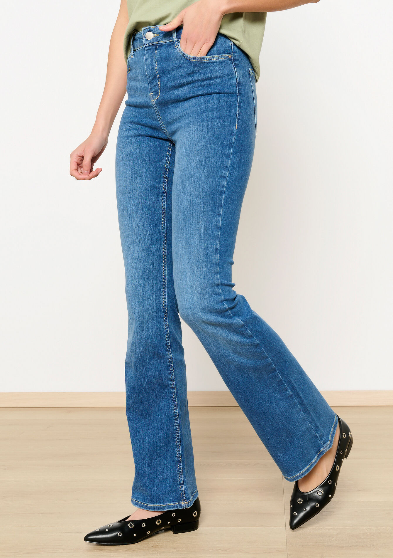 Jean bootcut taille haute, Jean bootcut taille haute - MEDIUM BLUE - 22000559_0500