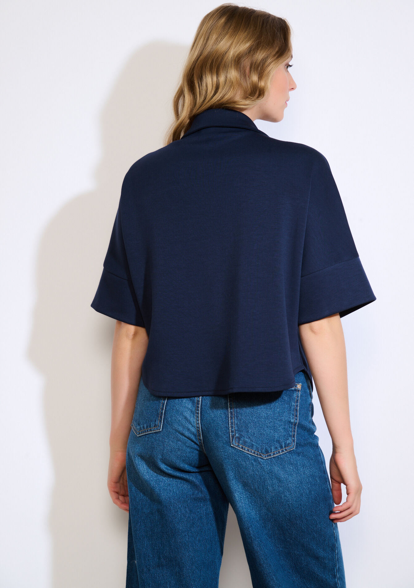 Losvallend overhemd met korte mouwen, Losvallend overhemd met korte mouwen - NAVY BASIC - 02301896_2723