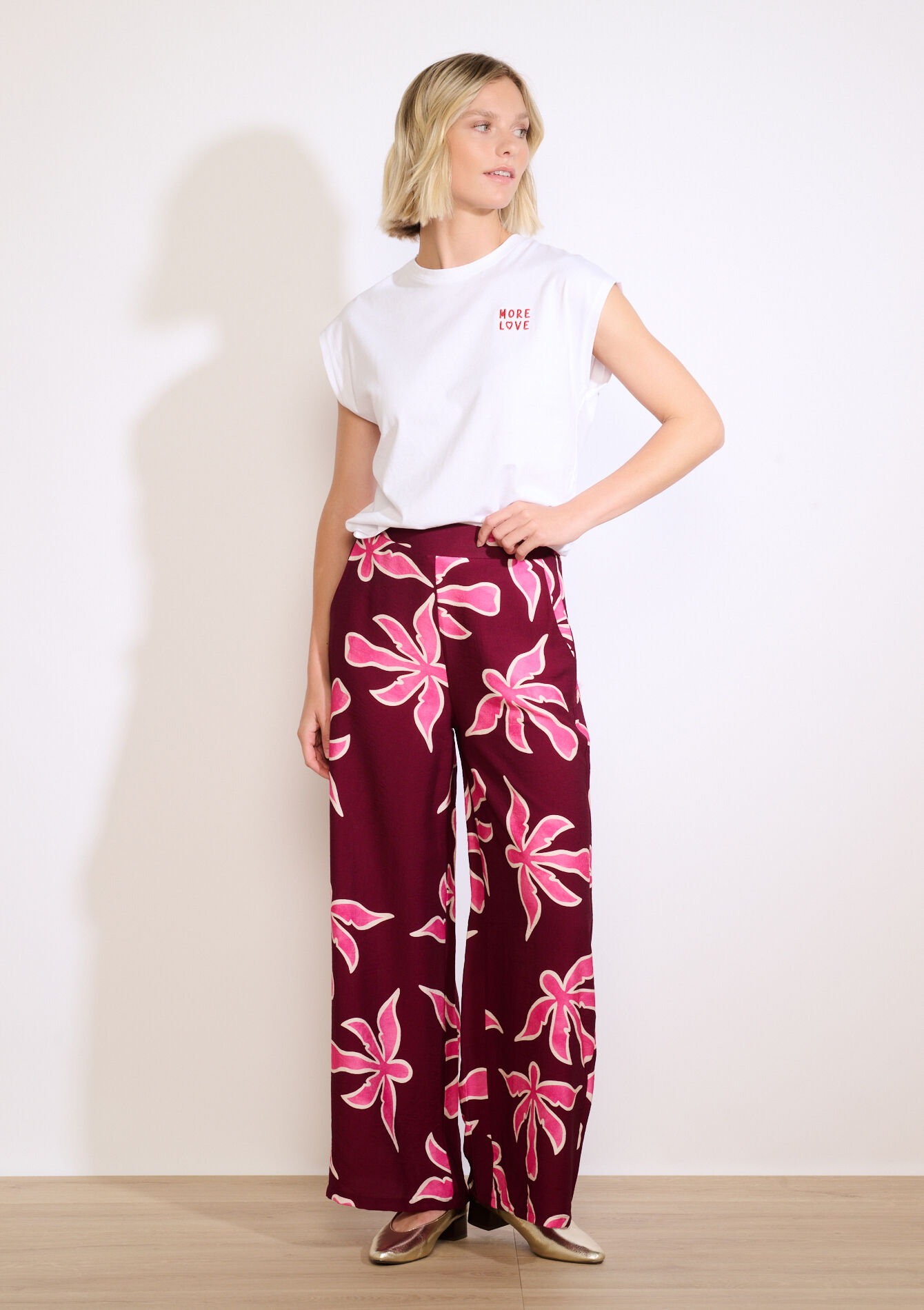 T-shirt à message brodé, T-shirt à message brodé - OPTICAL WHITE - 02301741