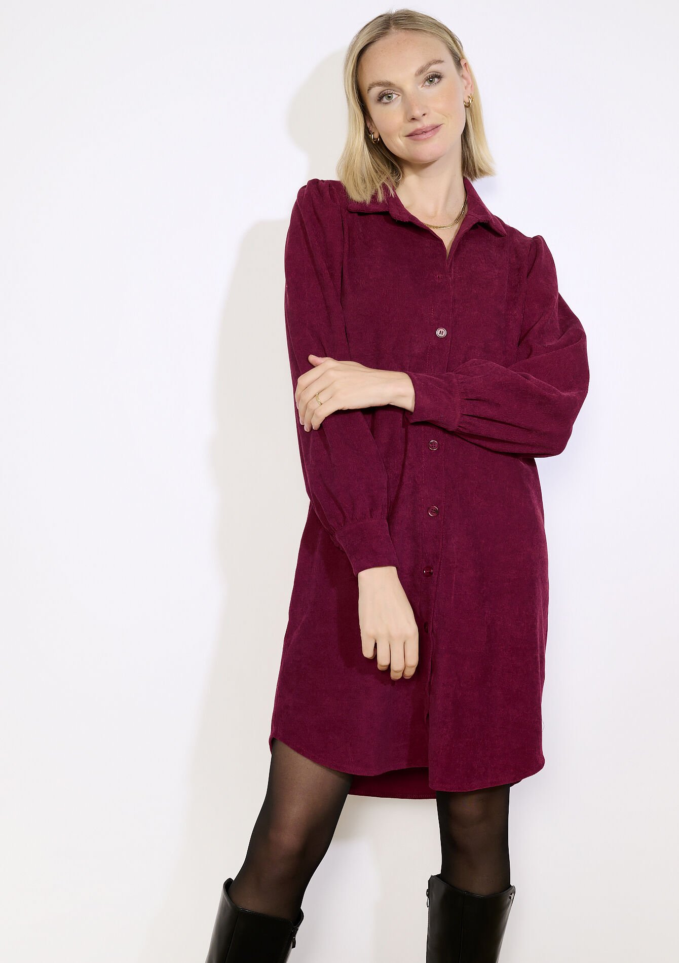 Robe chemise en velours, Robe chemise en velours, , detail_model