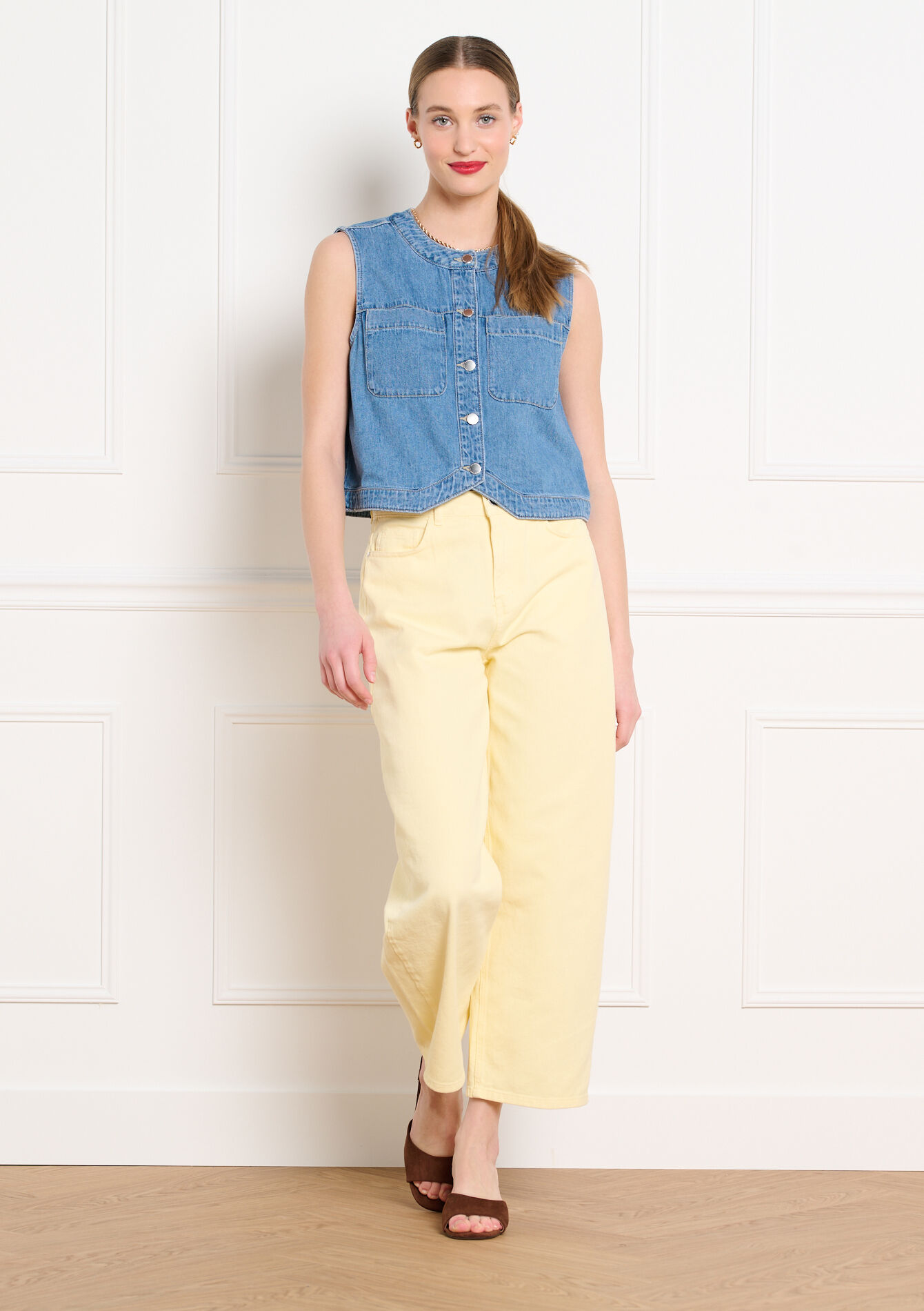 Hoge taille barrel broek - YELLOW PASTEL - 06004732_5004