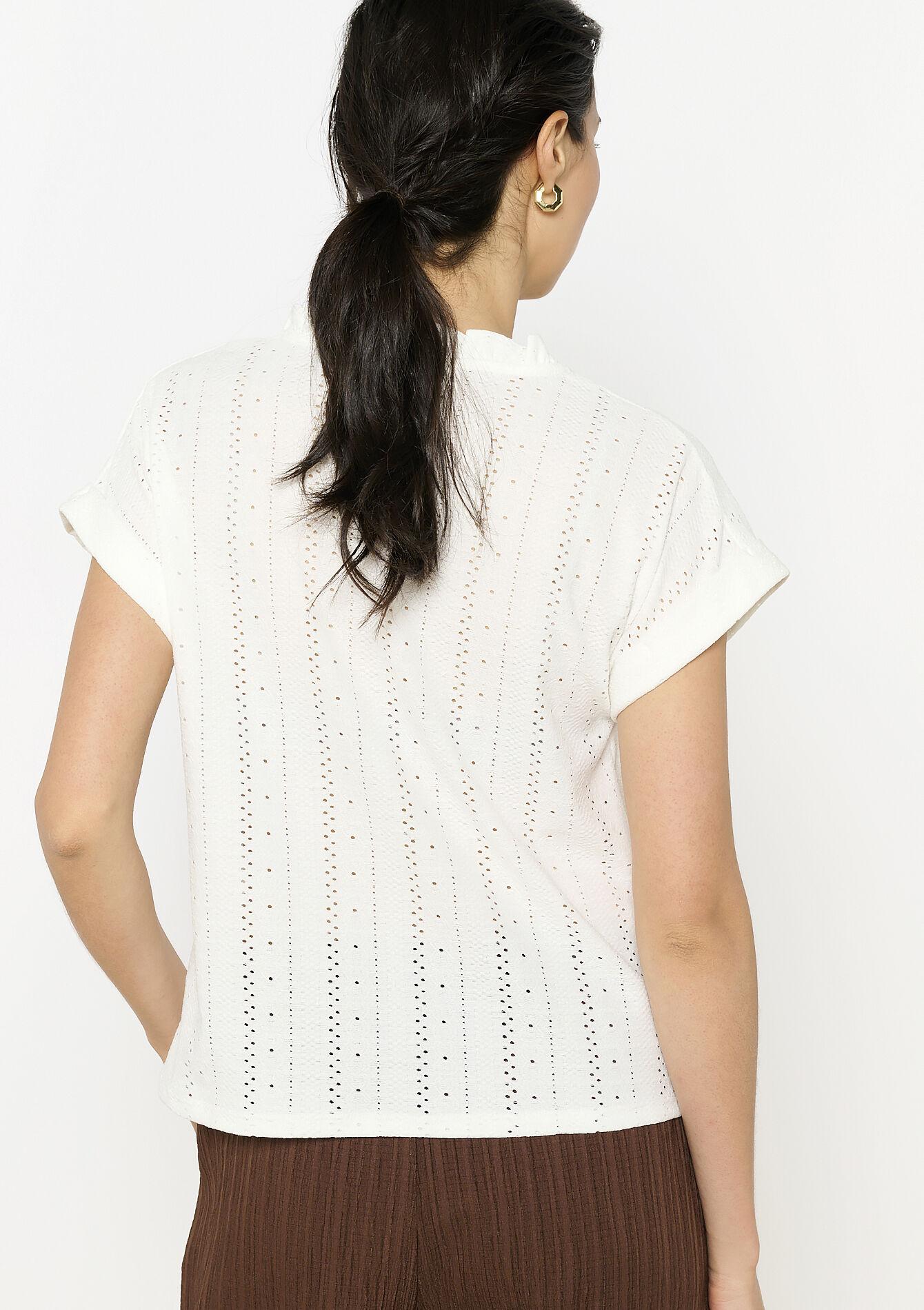 Opengewerkte top met knopen, Opengewerkte top met knopen - OPTICAL WHITE - 1134296