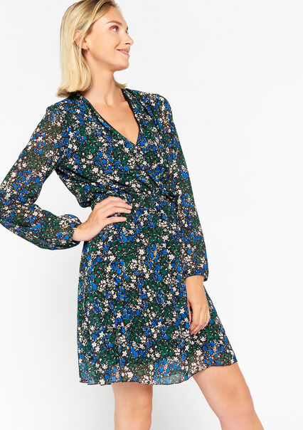 Wrap dress with floral print - ELECTRIC BLUE - 08103405_1619