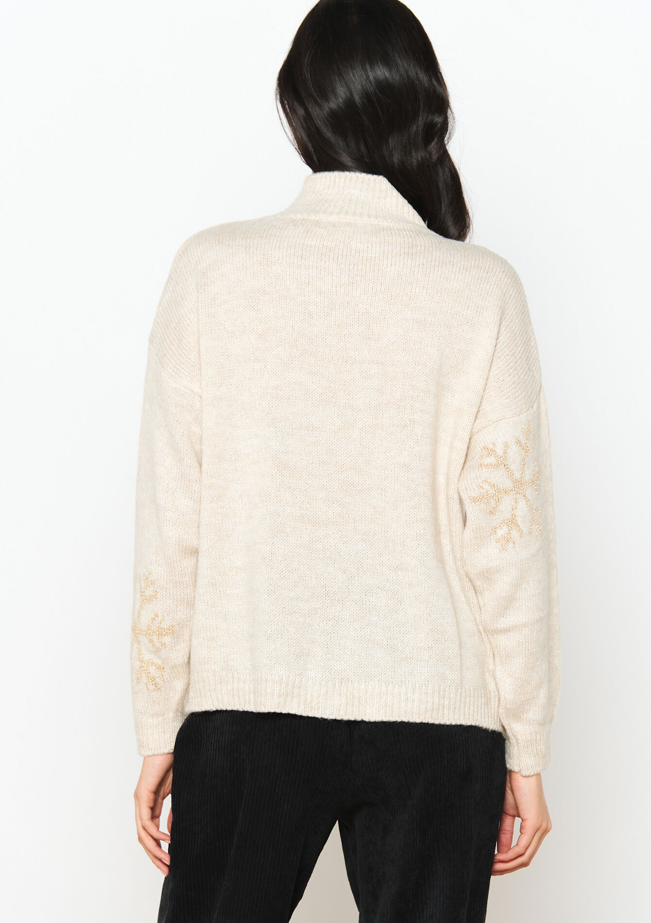 Pullover with lurex snowflakes - LT BEIGE - 04006429_2527
