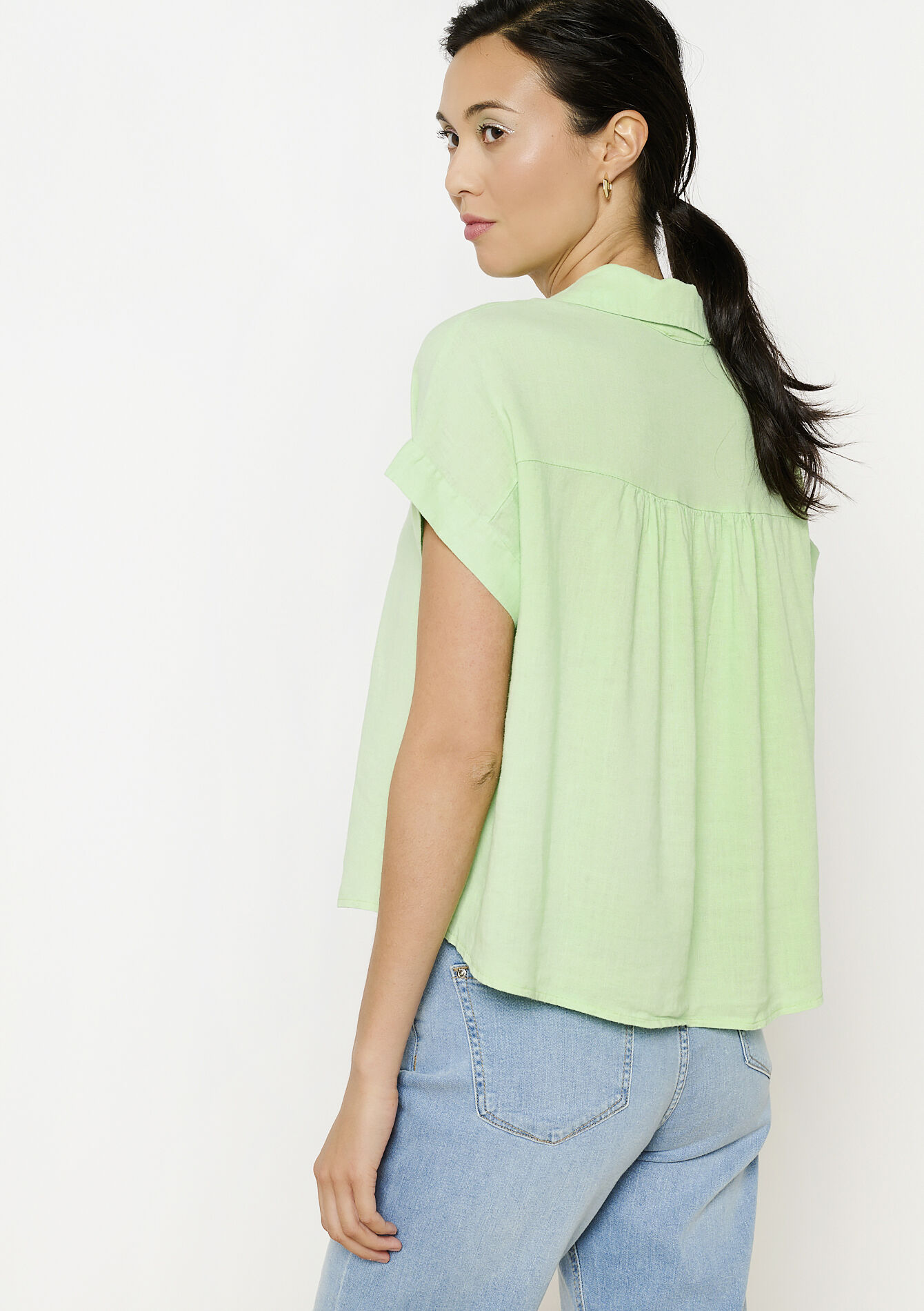 Linnen blouse met knoopsluiting - GREEN APPLE - 05702839_1783