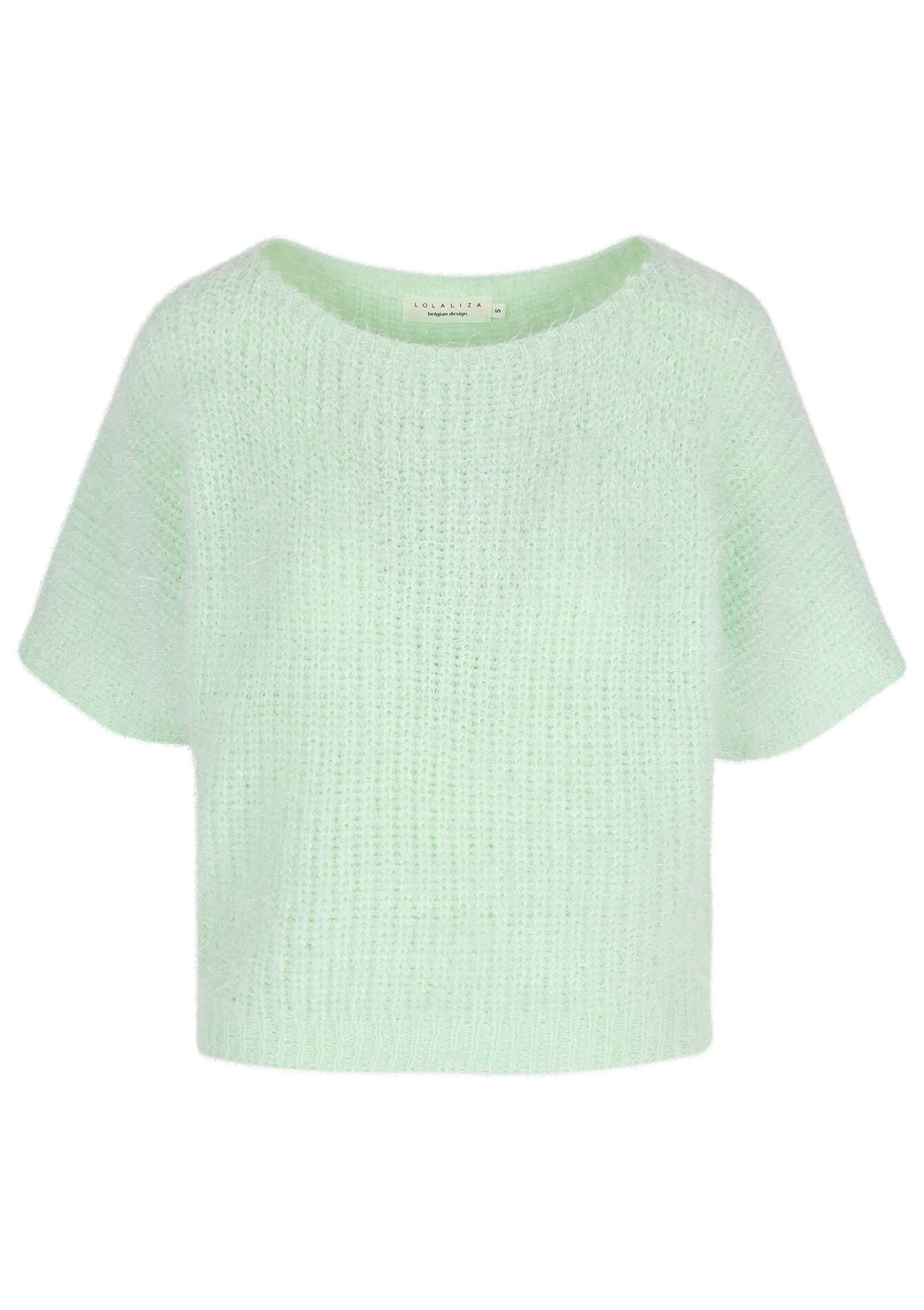 Fluffy short-sleeved pullover, Fluffy short-sleeved pullover - MINT GREEN - 04006470_1723