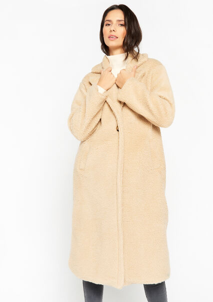 Long teddy coat - BEIGE SAND - 23000578_1940