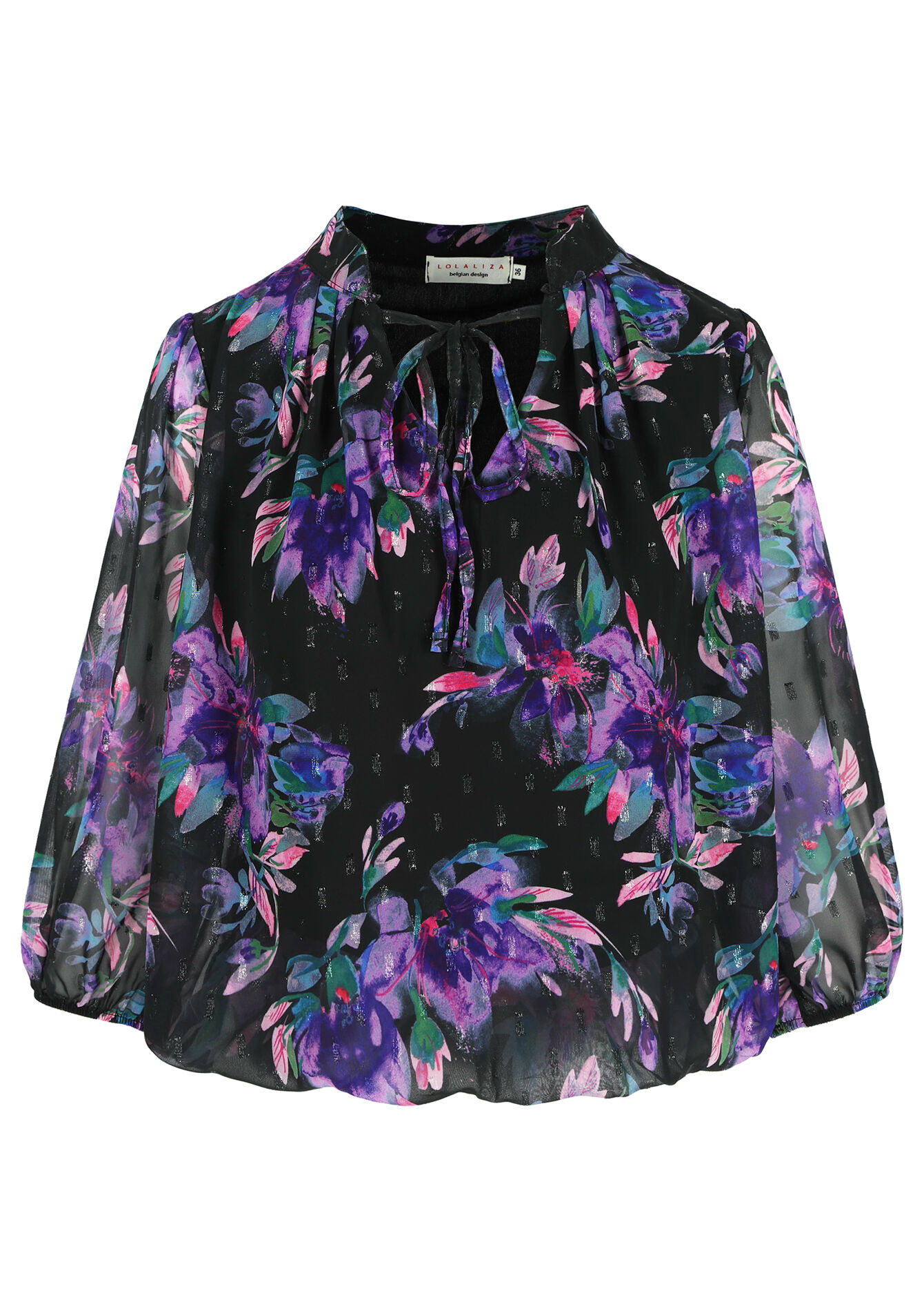 Blouse met bloemenprint, Blouse met bloemenprint - BLACK - 05702656_1119