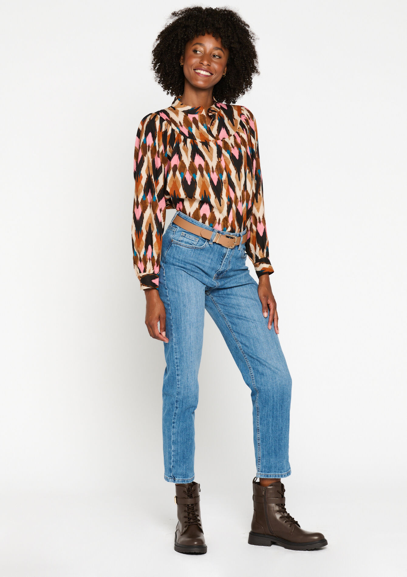 Blouse à imprimé, Blouse à imprimé - CAMEL - 05702311_950