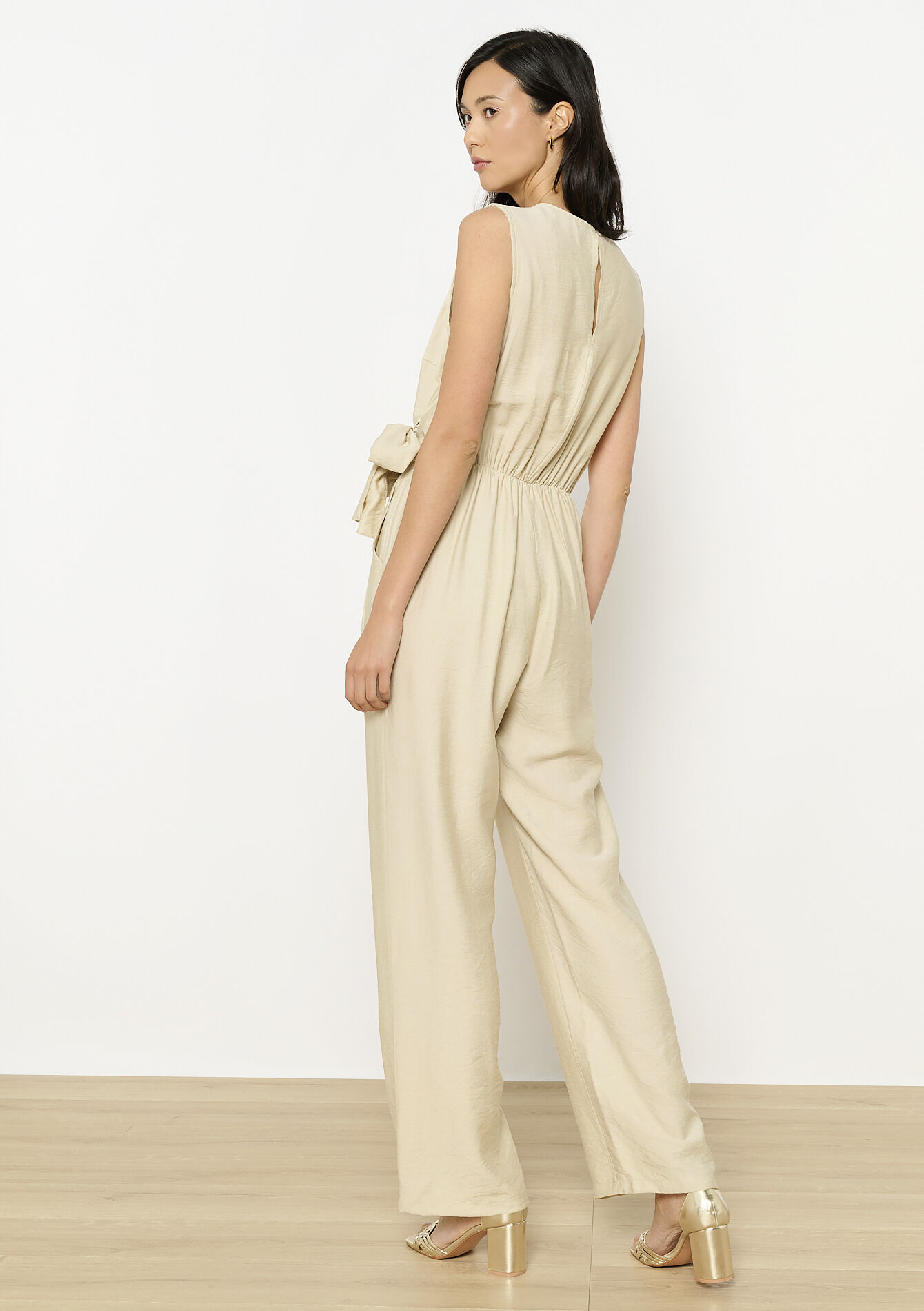 Sleeveless wrap jumpsuit, Sleeveless wrap jumpsuit - LT BEIGE - 06004637_2527