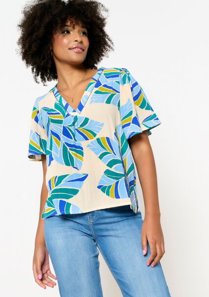 Blouse with graphed floral print - OFFWHITE - 05702468_1001