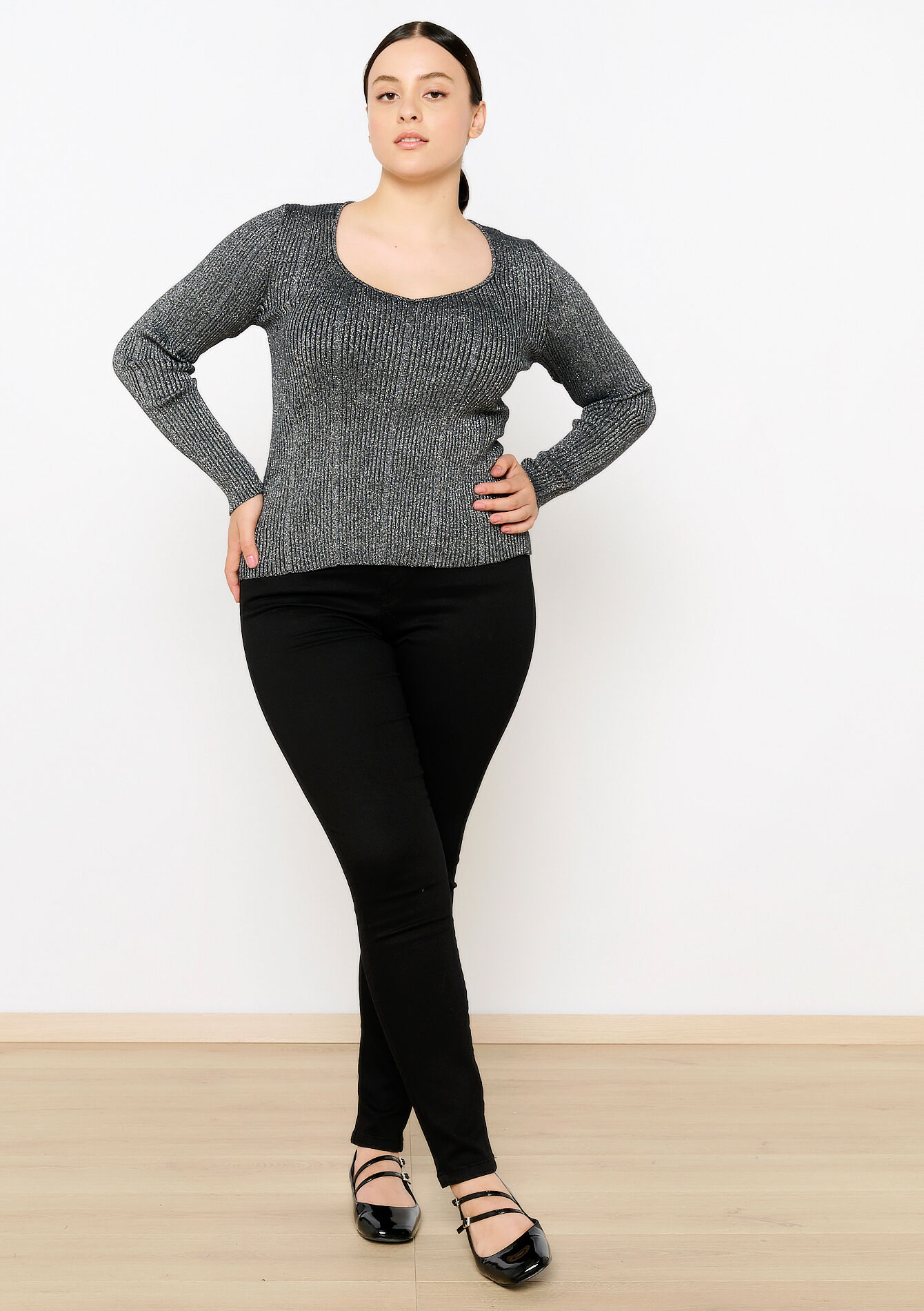 Ribbed jumper in lurex, Ribbed jumper in lurex - SILVER - 04006503_1059