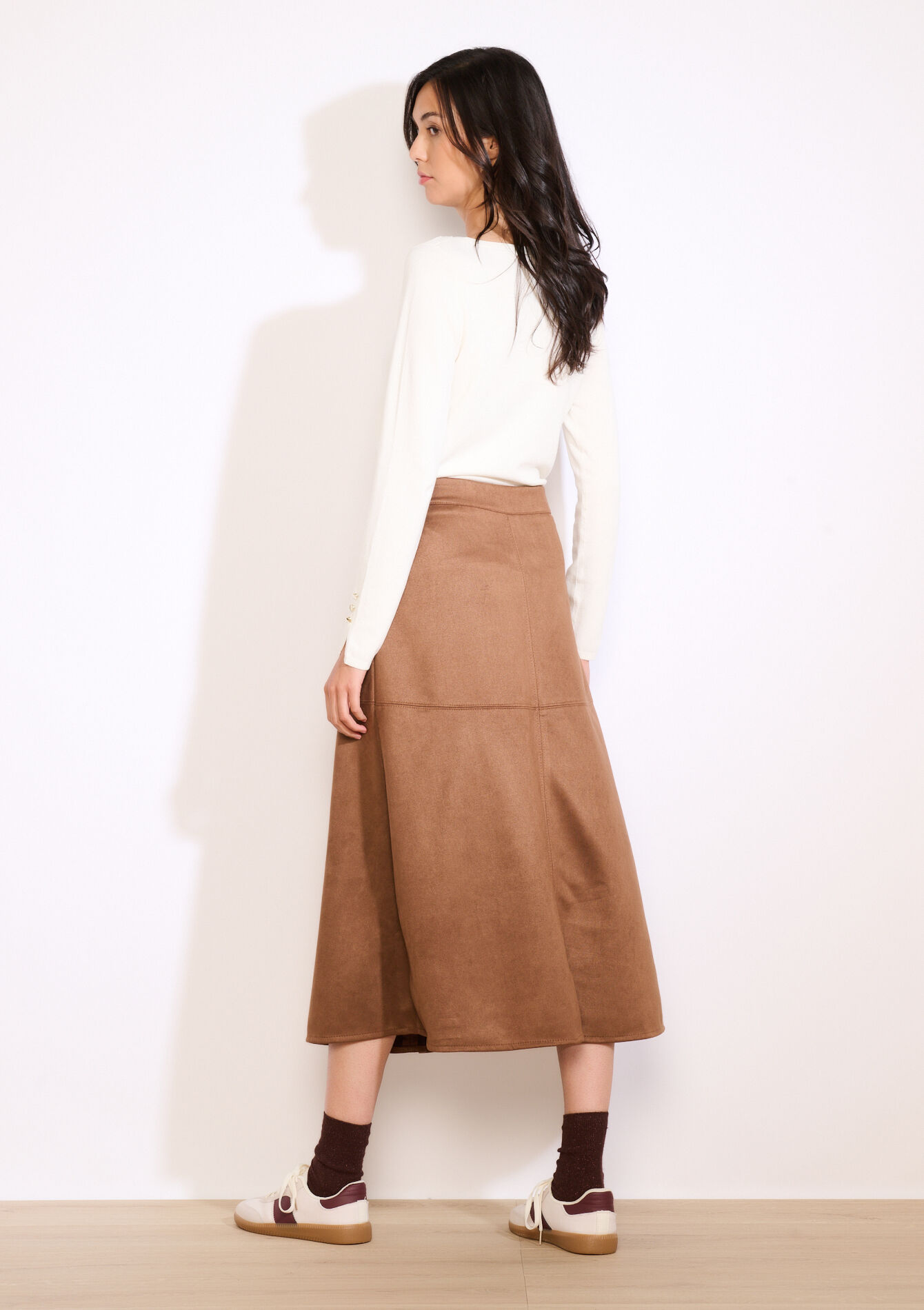 Midi-rok met suèdelook, Midi-rok met suèdelook - CARAMEL - 07101407_1953