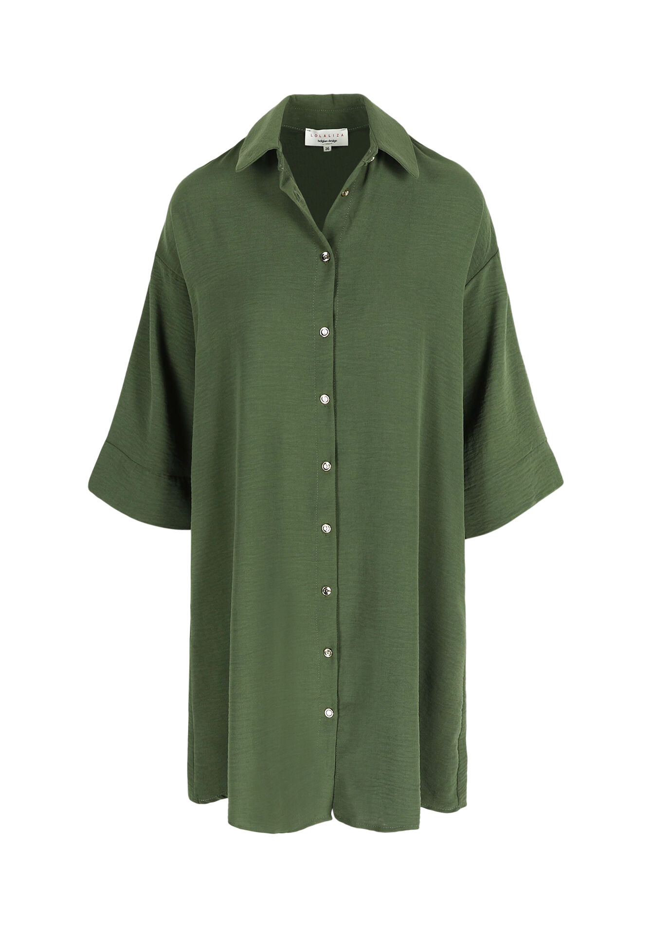 Hemdjurk met driekwartsmouwen, Hemdjurk met driekwartsmouwen - KHAKI MED - 08103993_4327