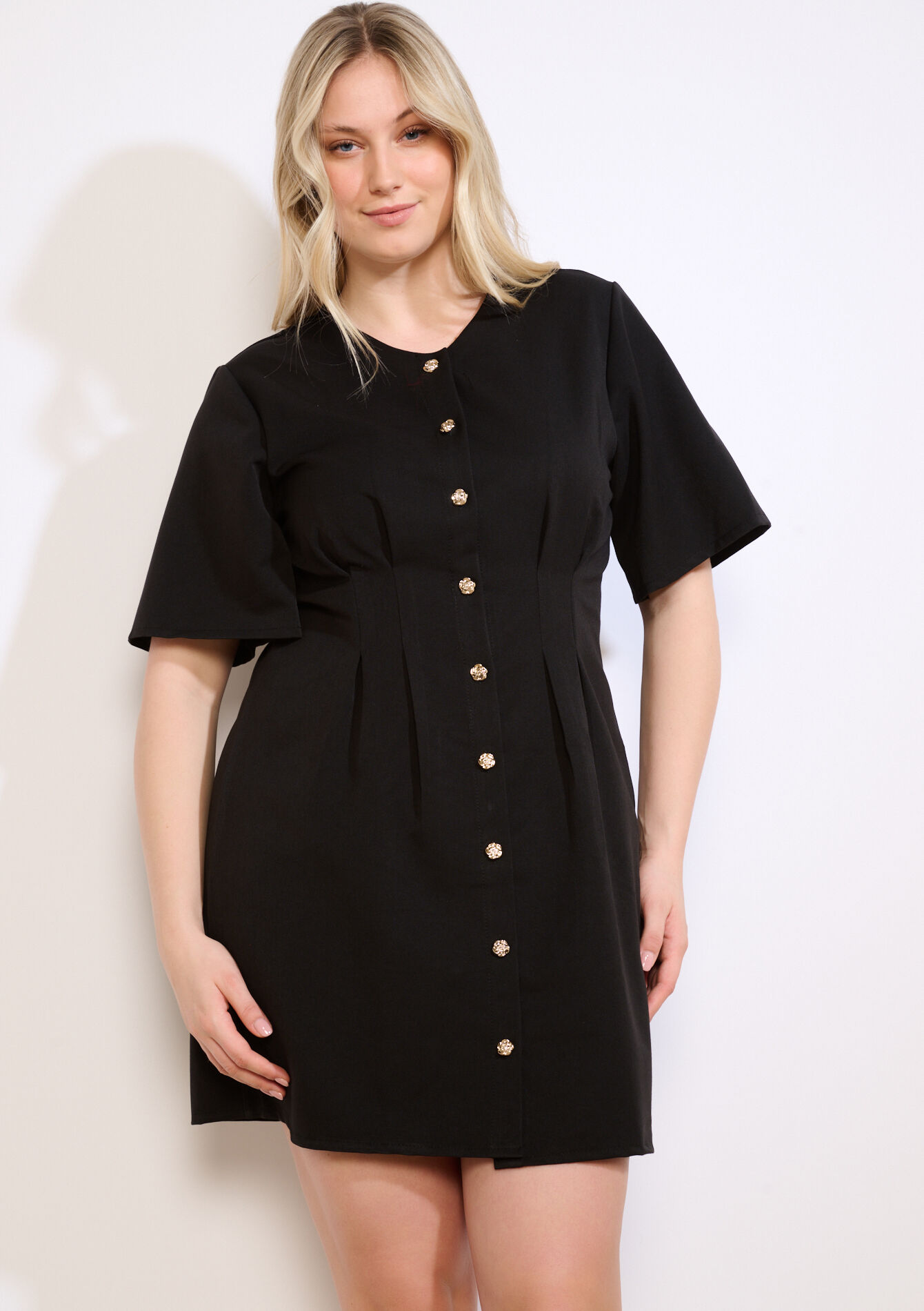 Korte jurk met knopen, , back