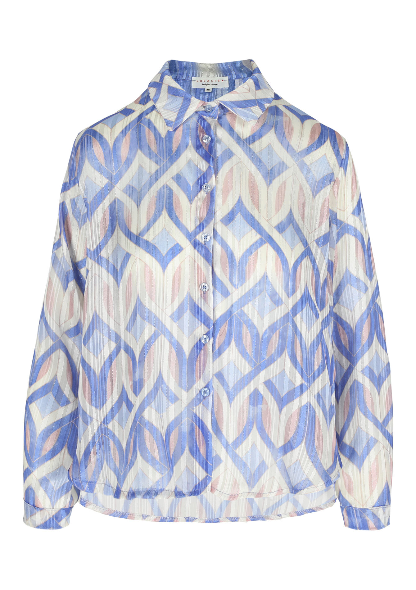 Plissé hemd met print - BLUE PASTEL - 05702436_3003