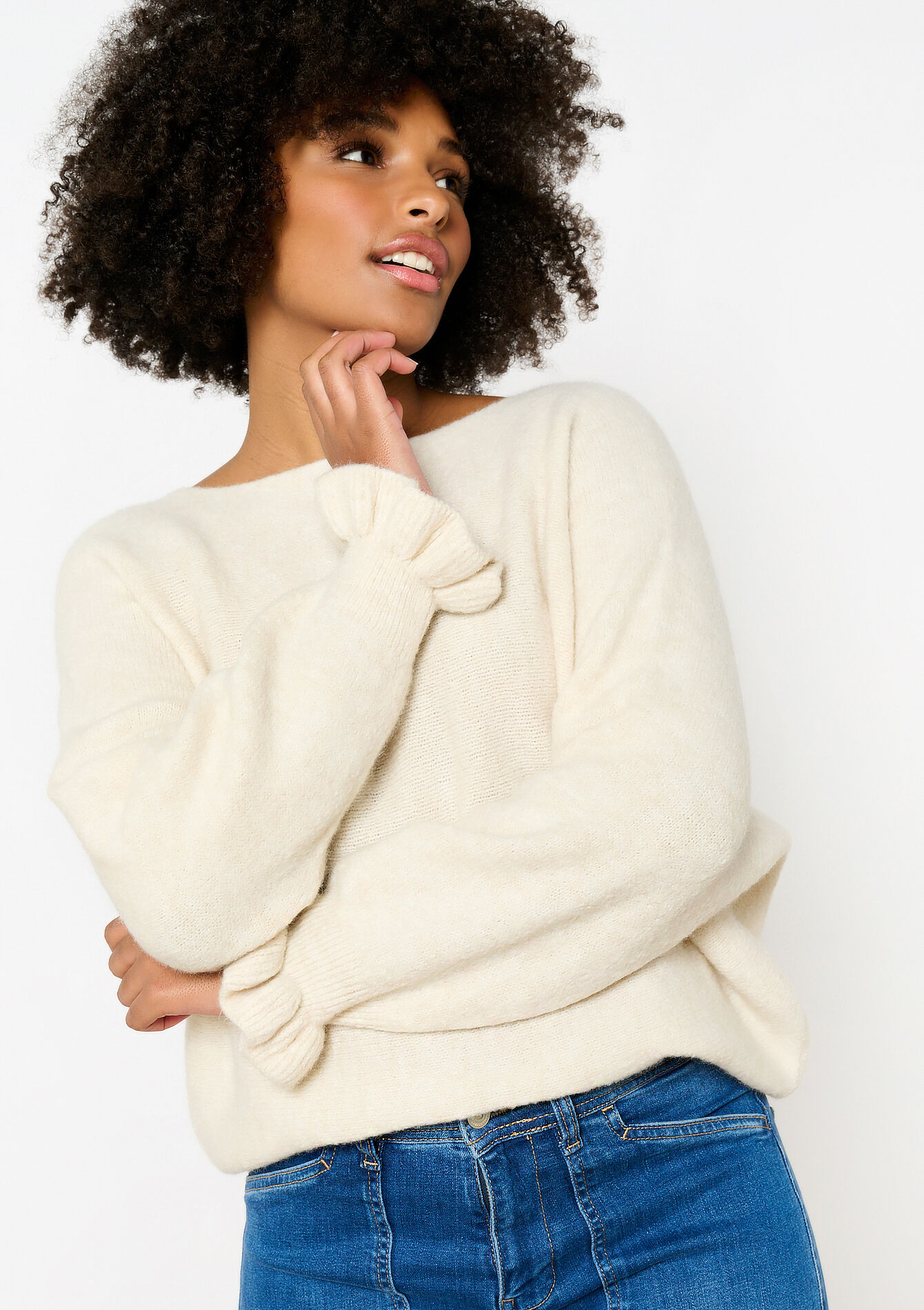 Effen trui met boothals, Effen trui met boothals - VANILLA WHITE - 04006813_1013