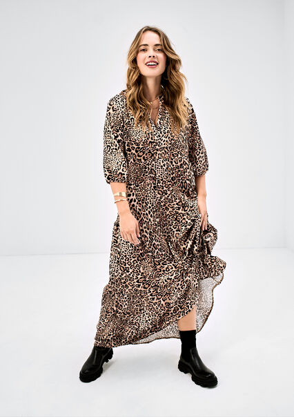 Leopard print maxi dress - CAMEL SAND - 08601418_3810