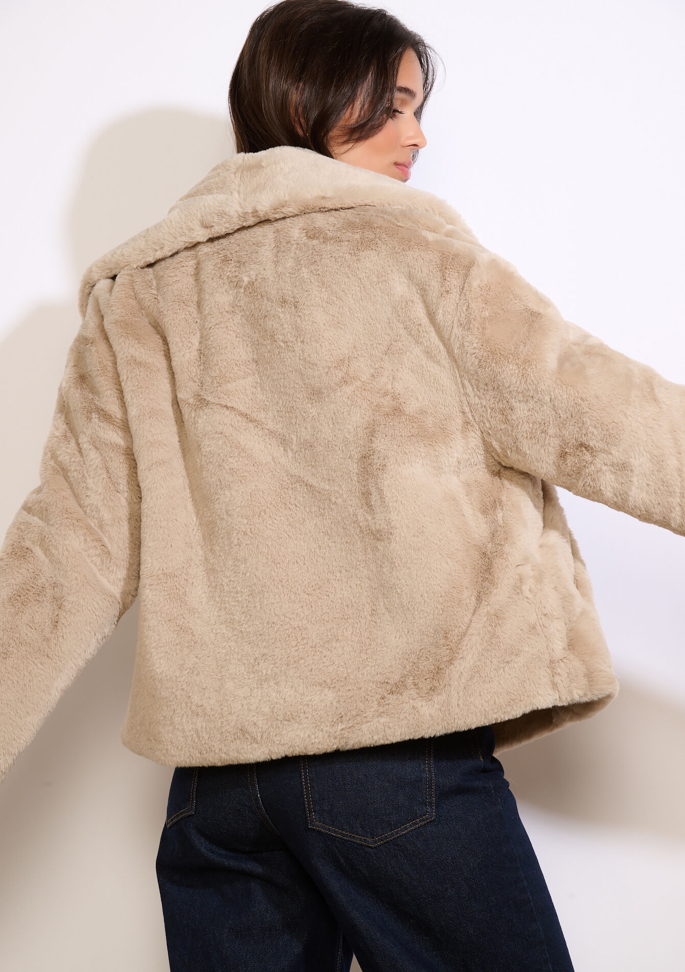 Korte jas in imitatiebont, Korte jas in imitatiebont - TAUPE - 23000767_1021