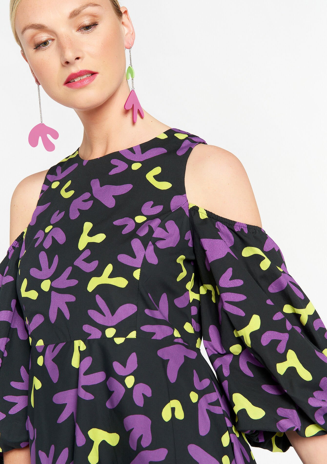 Jurk met open schouders, Jurk met open schouders - BLACK - 08103258_1119