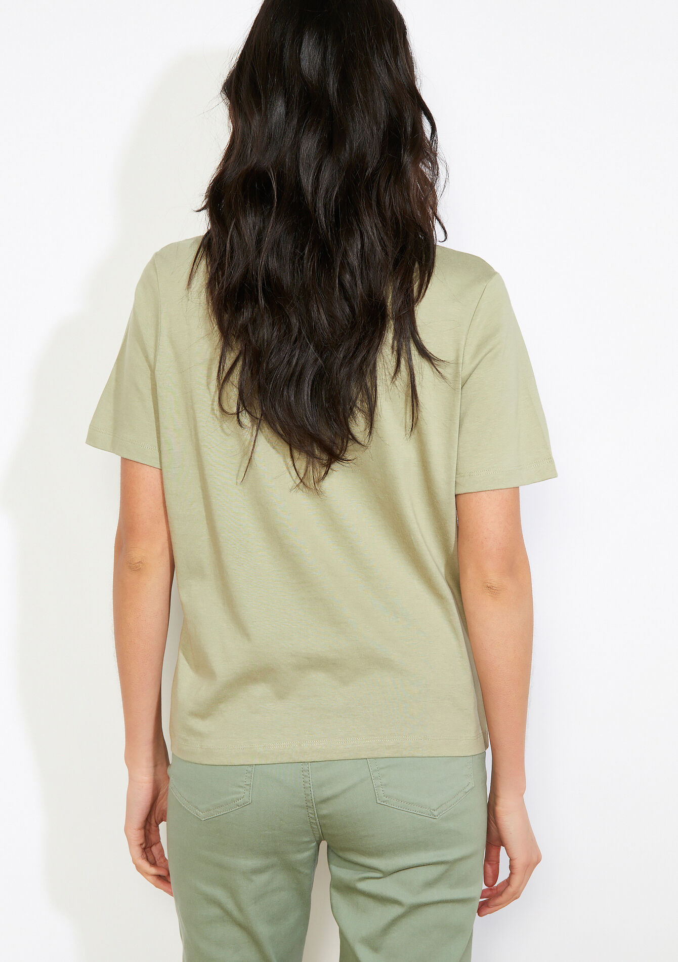 Irriserend tekstshirt - KHAKI FADED - 02301941_4326