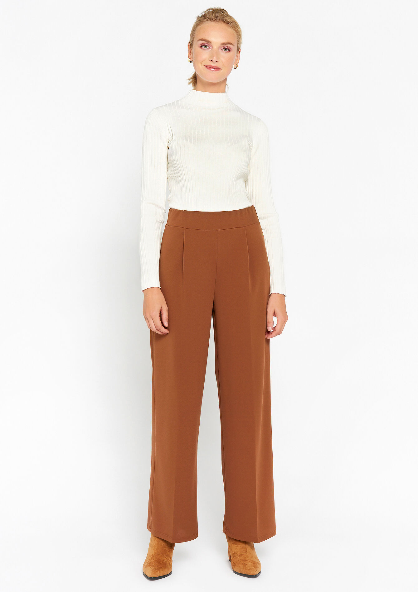 Wijde broek - CAMEL CINNAMON - 06600785_3835