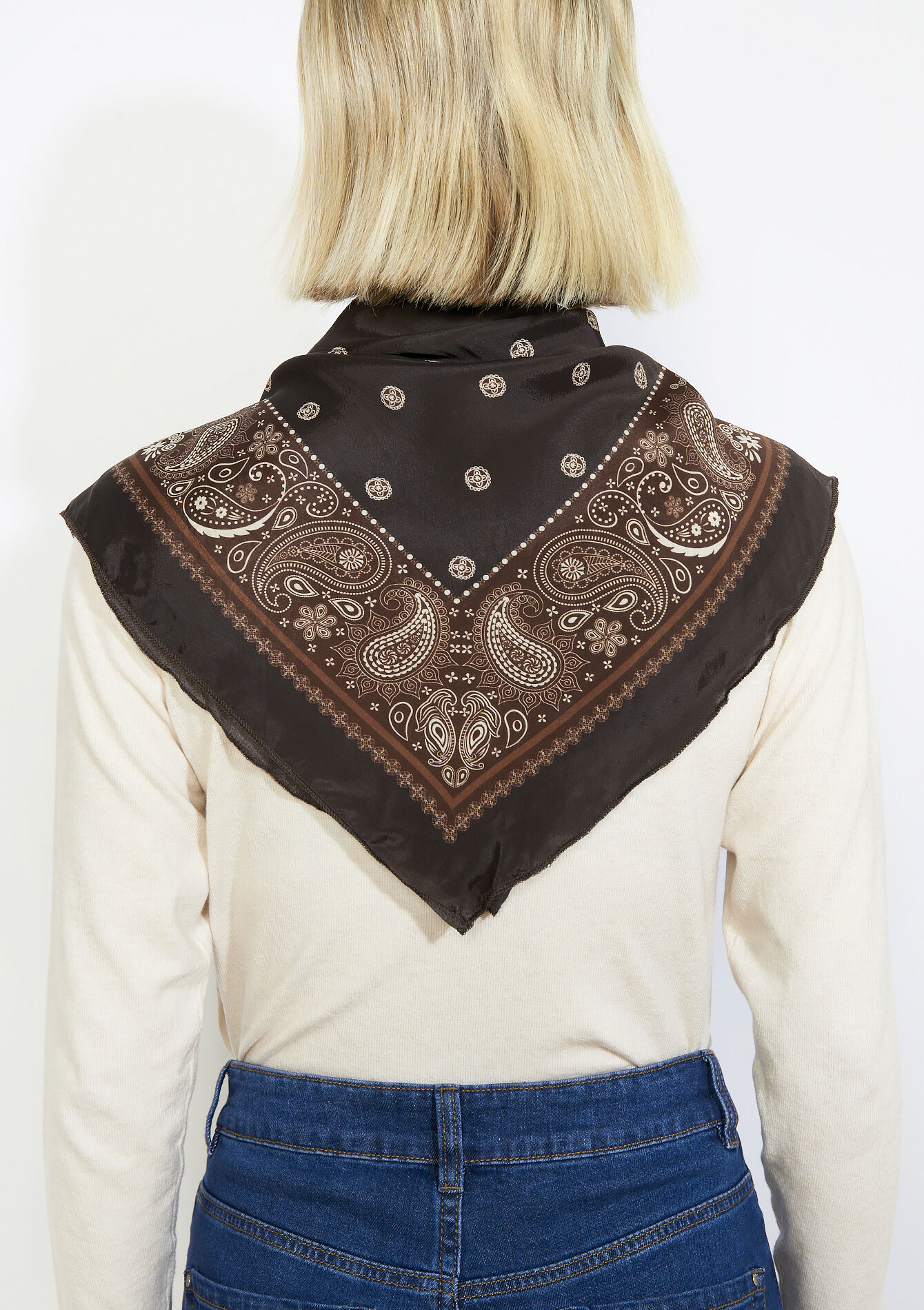 Foulard en soie au bijou, Foulard en soie au bijou - BROWN DARK CHOCOLATE - 17101549_3720